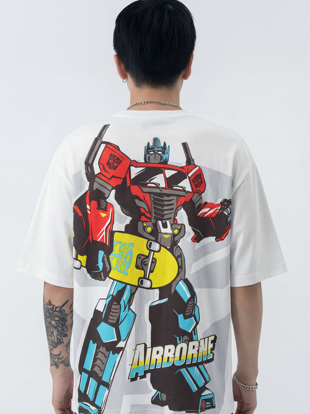 Highlander Men White Transformers Printed Round Neck T-Shirt - White - Image 3