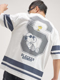 Highlander Men White Peanuts Printed Round Neck Oversized Fit T-Shirt - White - Image 1