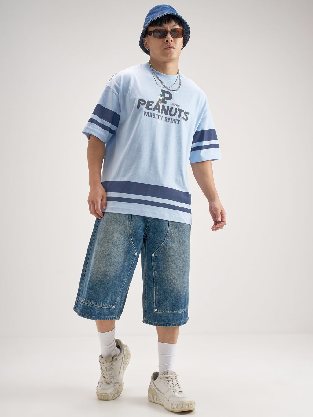 Highlander Men Blue Peanuts Printed Round Neck Oversized Fit T-Shirt - Blue - Image 2