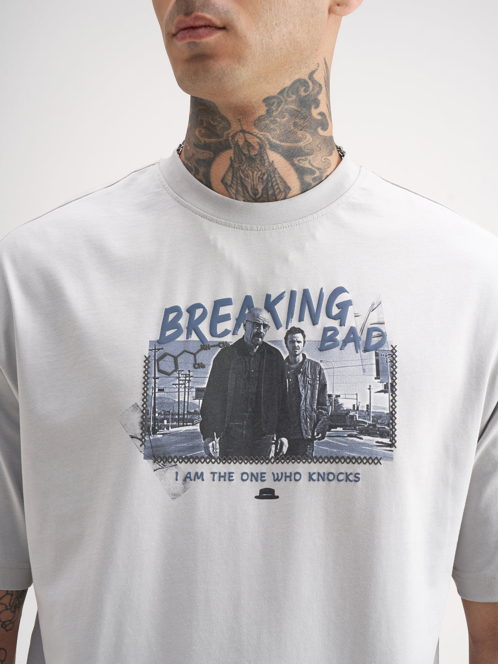 Highlander Men Orange Breaking Bad Printed Round Neck Oversized Fit T-Shirt - Grey - Image 7