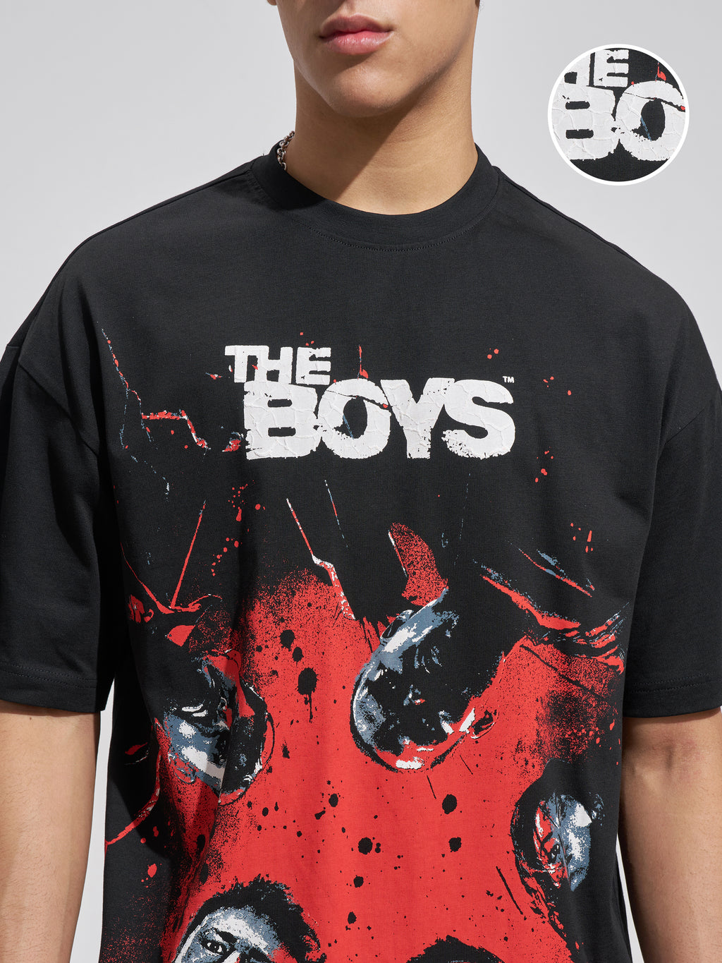 Highlander Men Black The Boys Printed Round Neck Oversized Fit T-Shirt