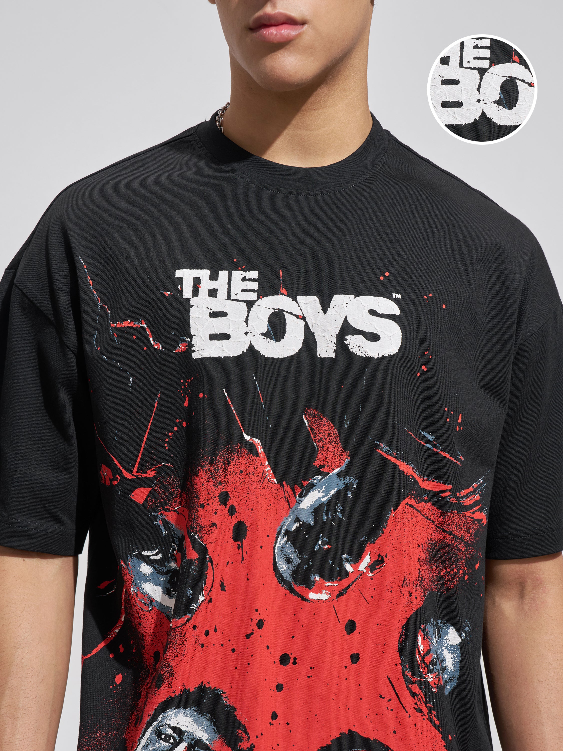 Highlander Men Black The Boys Printed Round Neck Oversized Fit T-Shirt