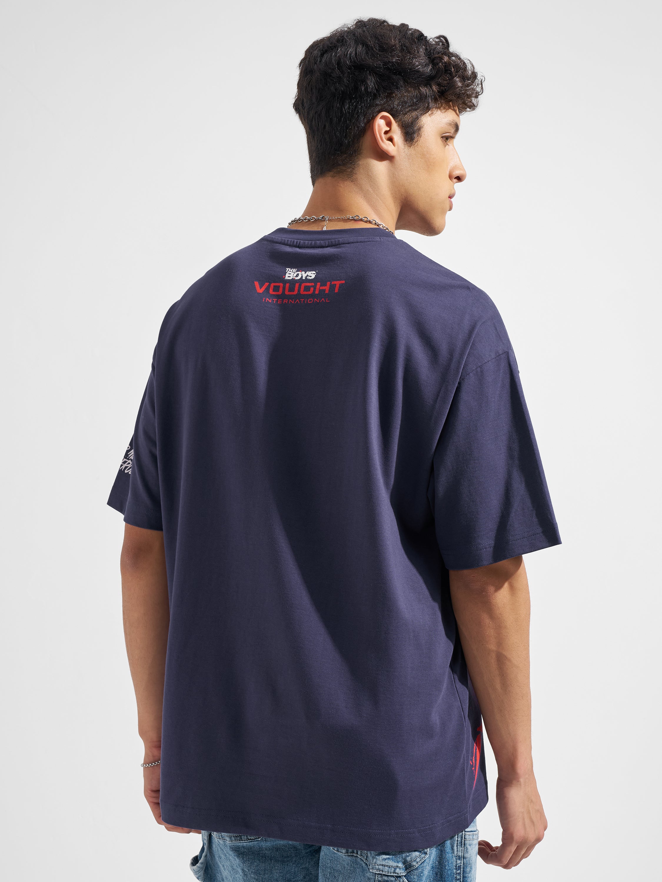 Highlander Men Blue The Boys Printed Round Neck Oversized Fit T-Shirt