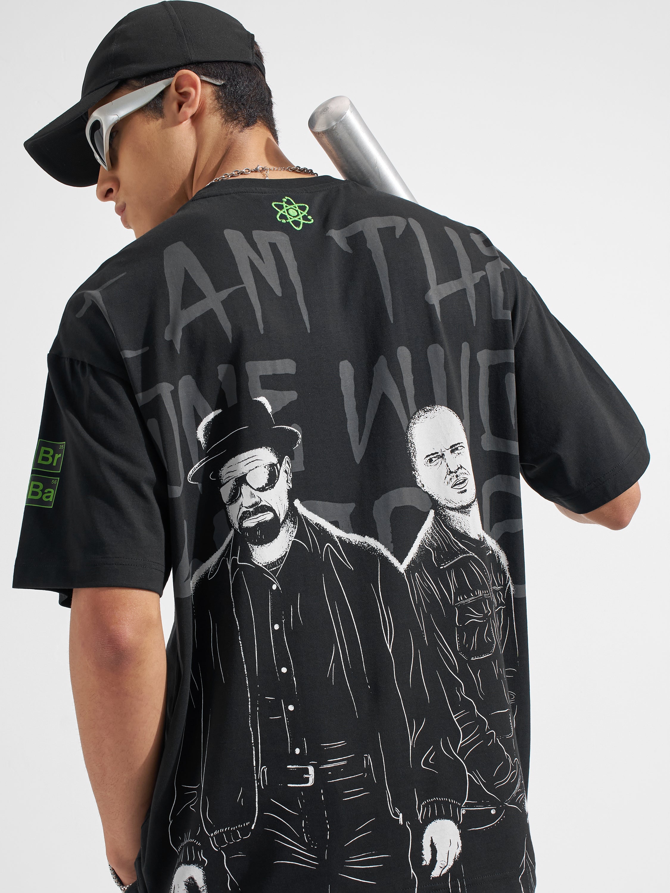 Highlander Men Black Breaking Bad Printed Round Neck Oversized Fit T-Shirt