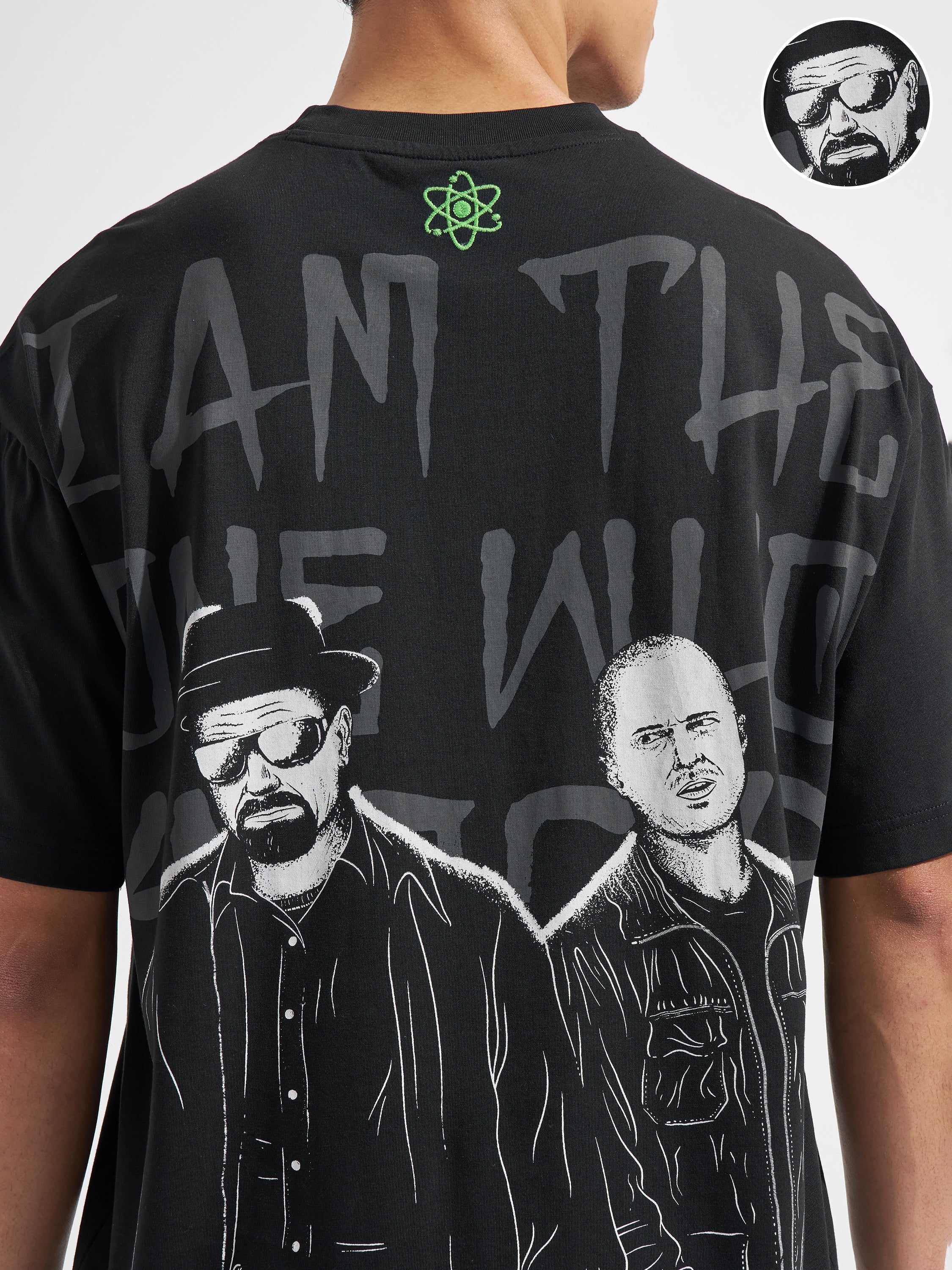 Highlander Men Black Breaking Bad Printed Round Neck Oversized Fit T-Shirt