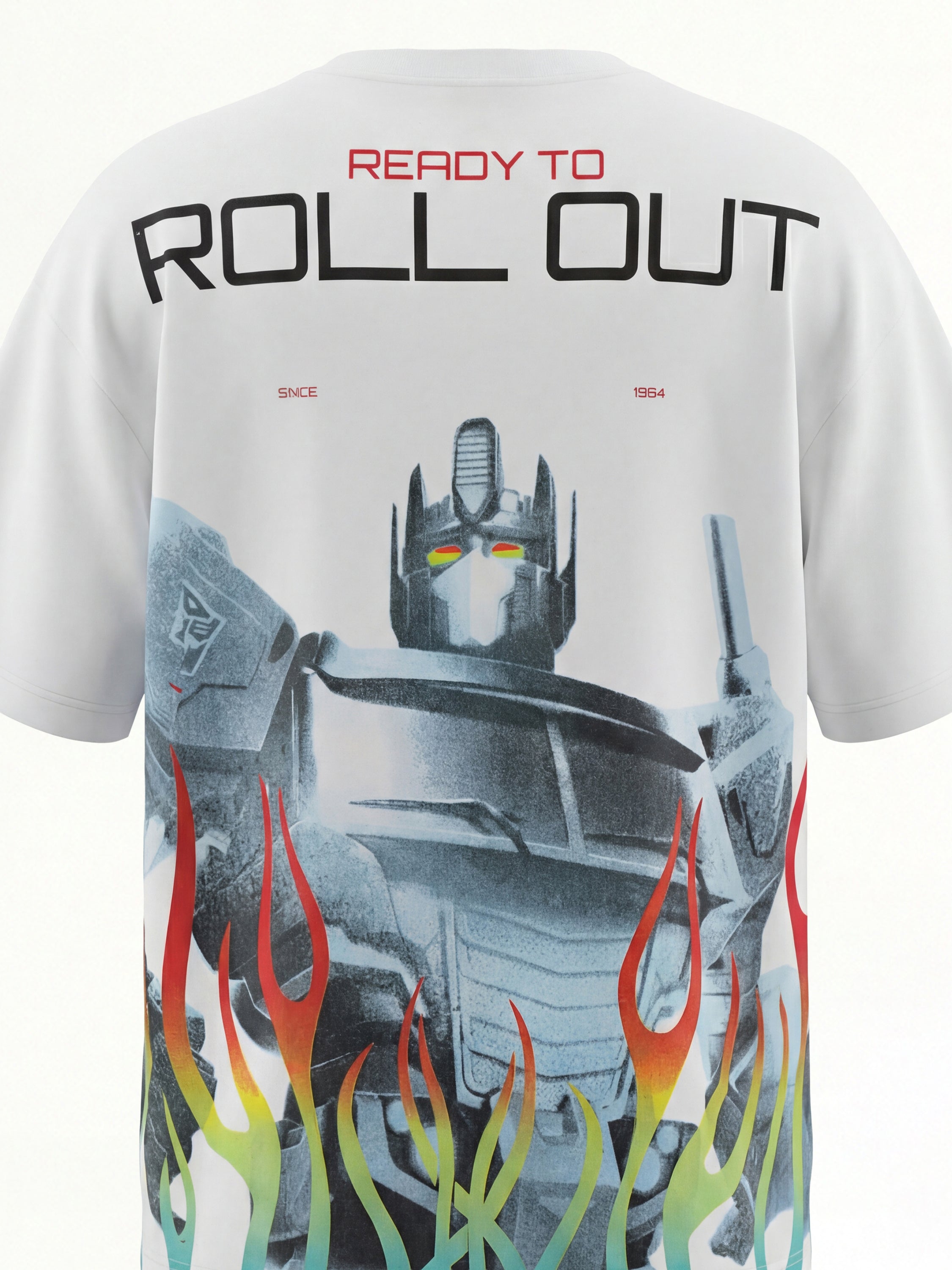 Highlander Men White Optimus Prime Printed Round Neck Oversized Fit T-Shirt - White - Image 1
