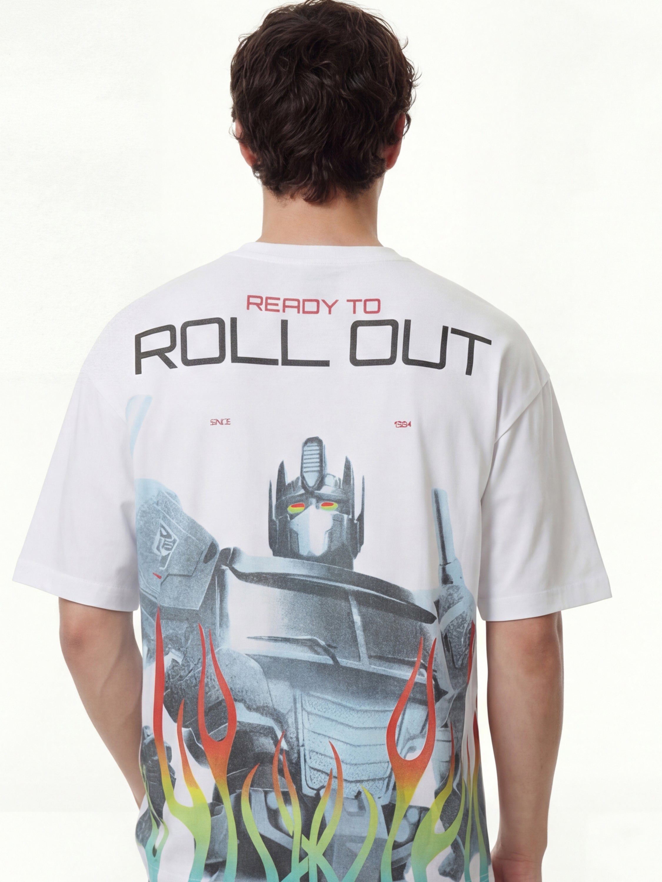 Highlander Men White Optimus Prime Printed Round Neck Oversized Fit T-Shirt - White - Image 3