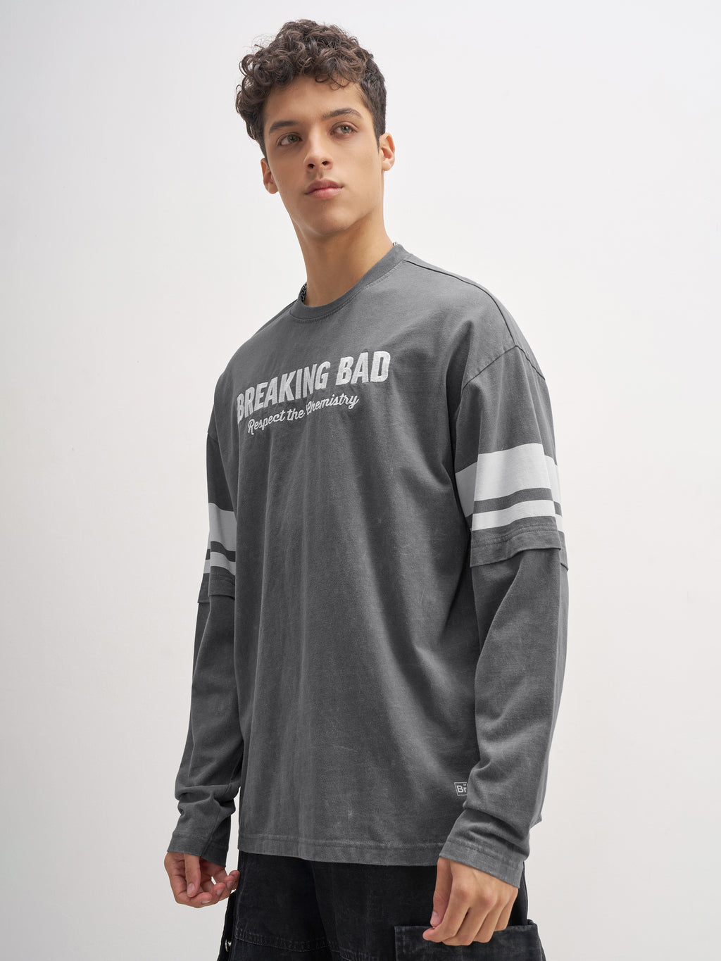 Highlander Men Grey Breaking Bad Printed Round Neck Oversized Fit T-Shirt - Grey - Image 4