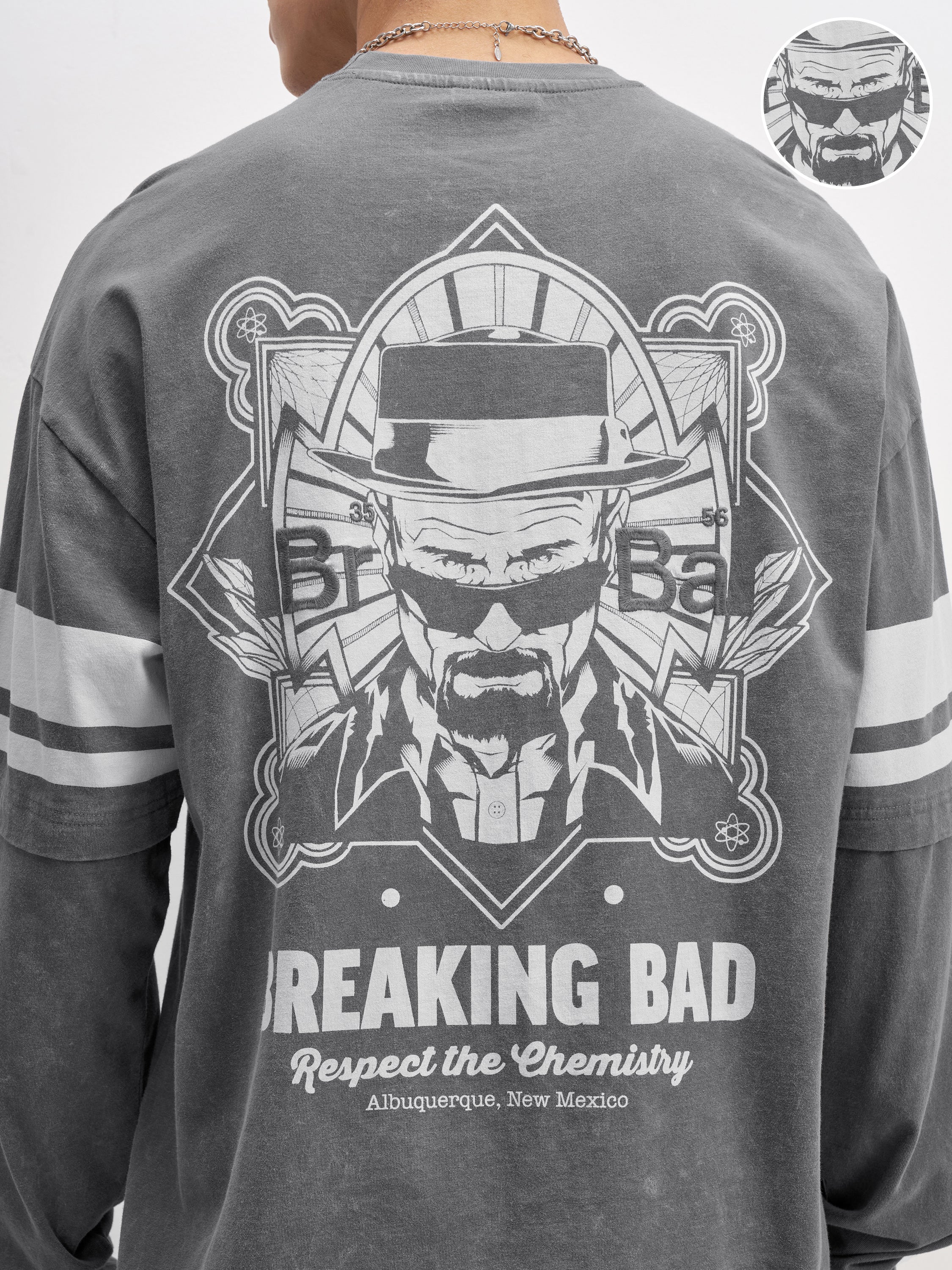 Highlander Men Grey Breaking Bad Printed Round Neck Oversized Fit T-Shirt - Grey - Image 5