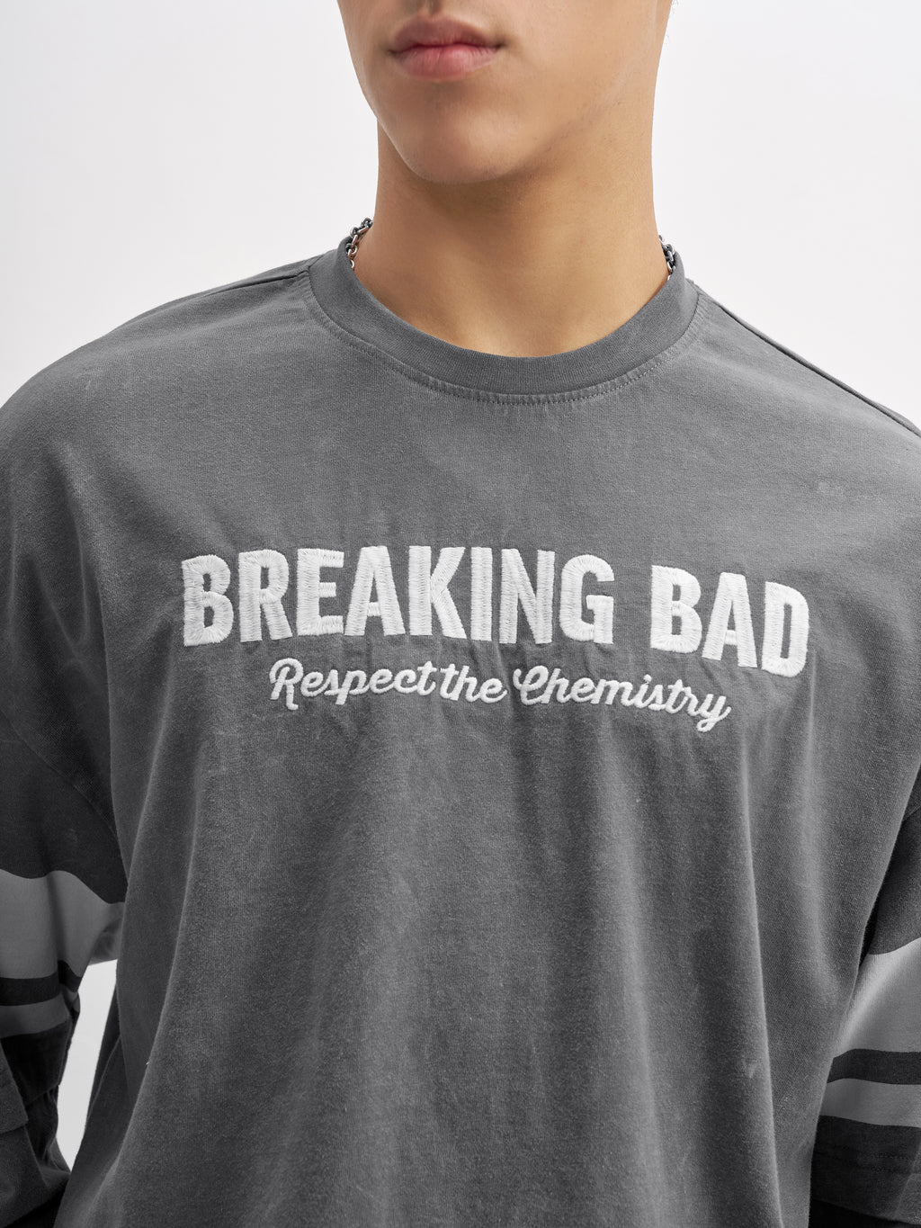 Highlander Men Grey Breaking Bad Printed Round Neck Oversized Fit T-Shirt - Grey - Image 7
