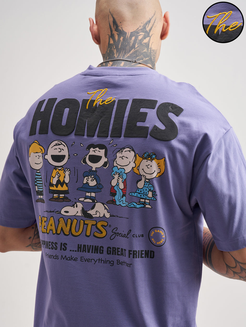 Highlander Men Purple Peanuts Printed Round Neck Oversized Fit T-Shirt - Purple - Image 5