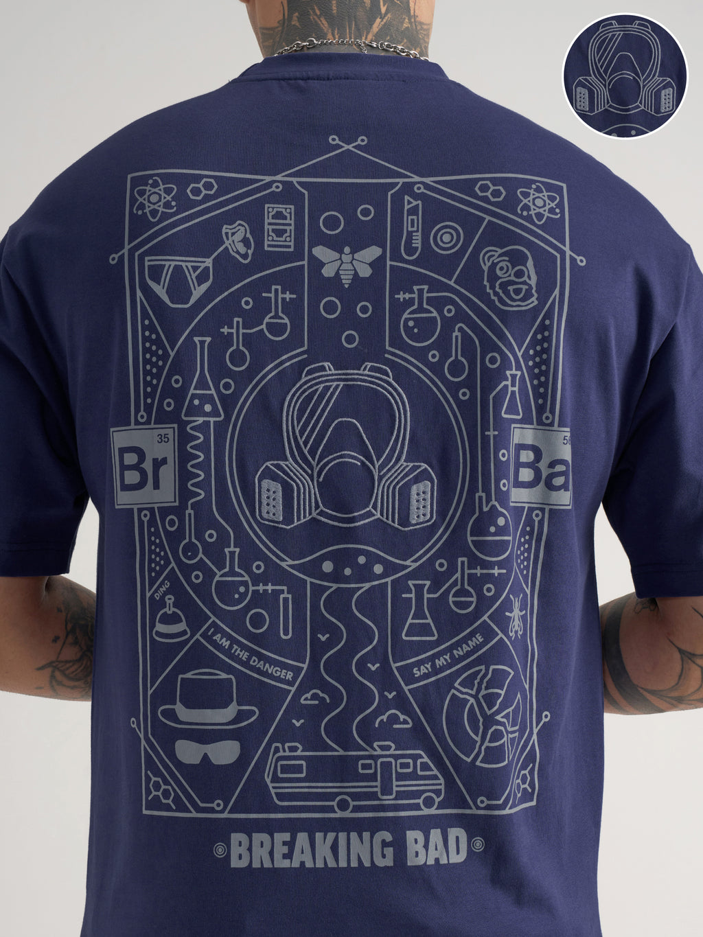 Highlander Men Blue Breaking Bad Embroidered Round Neck Oversized Fit T-Shirt - Blue - Image 5