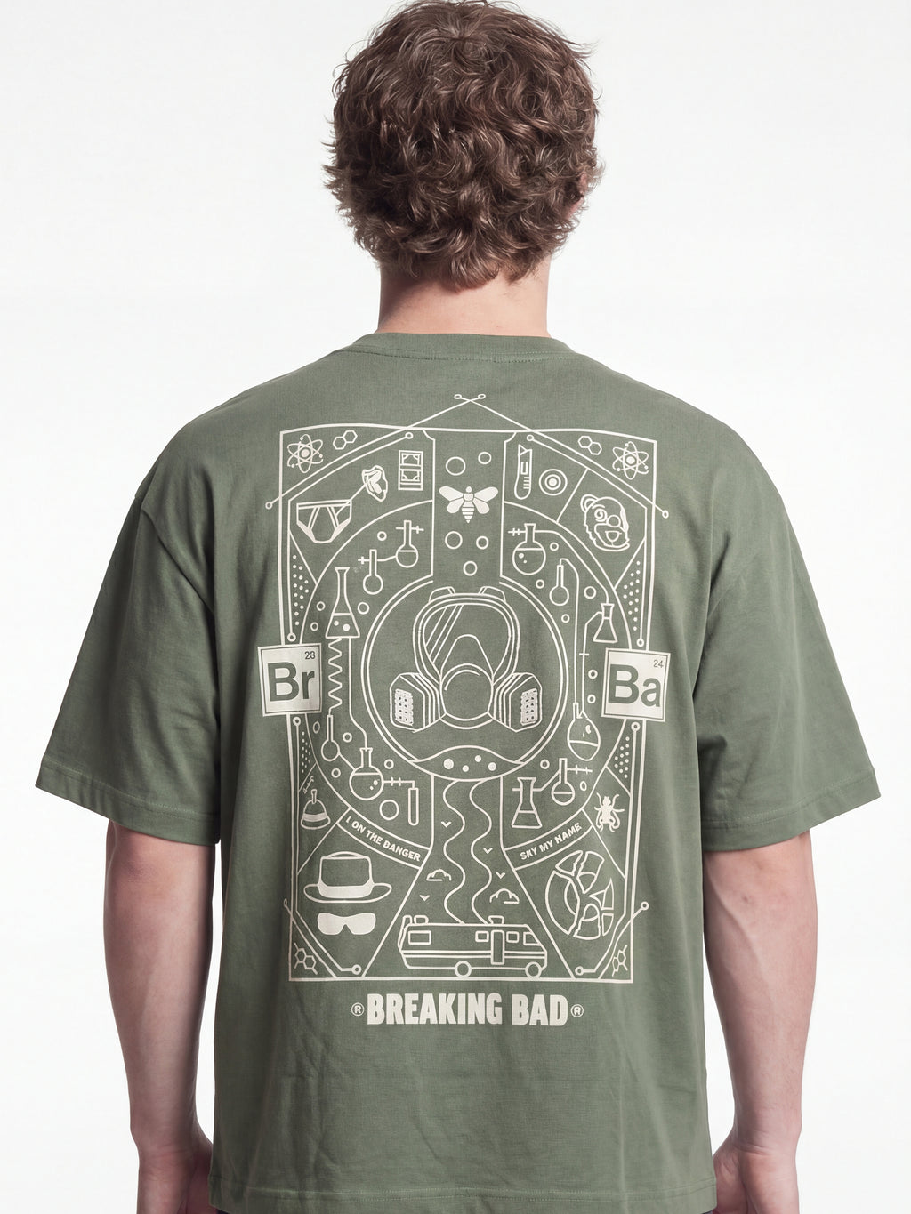 Highlander Men Olive Breaking Bad Embroidered Round Neck Oversized Fit T-Shirt - Olive - Image 3