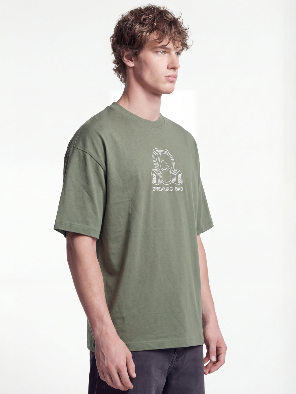 Highlander Men Olive Breaking Bad Embroidered Round Neck Oversized Fit T-Shirt - Olive - Image 6