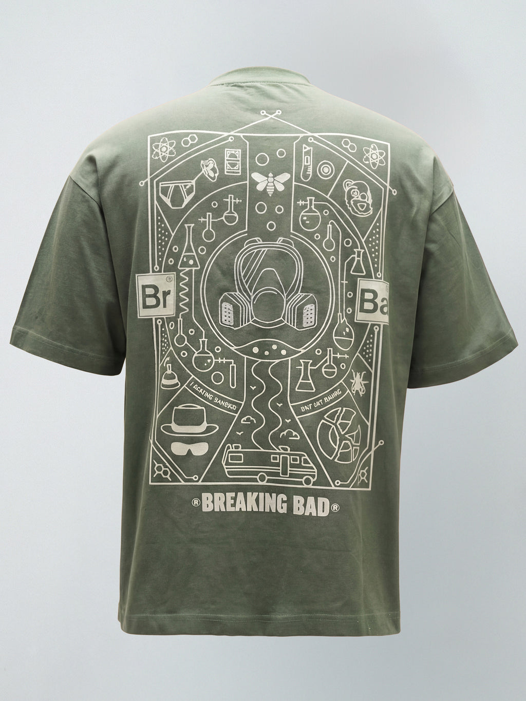Highlander Men Olive Breaking Bad Embroidered Round Neck Oversized Fit T-Shirt - Olive - Image 7