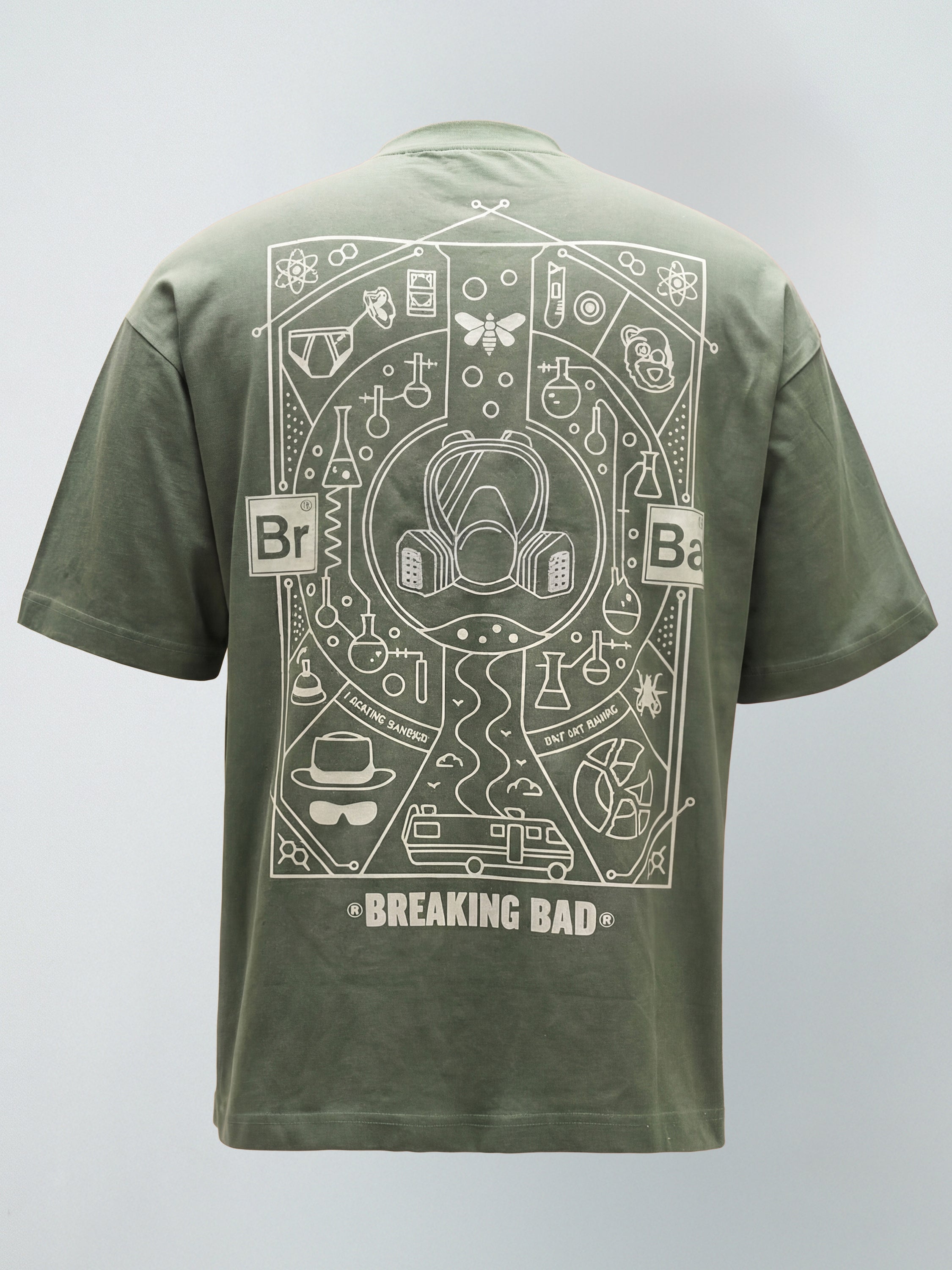 Highlander Men Olive Breaking Bad Embroidered Round Neck Oversized Fit T-Shirt - Olive - Image 7