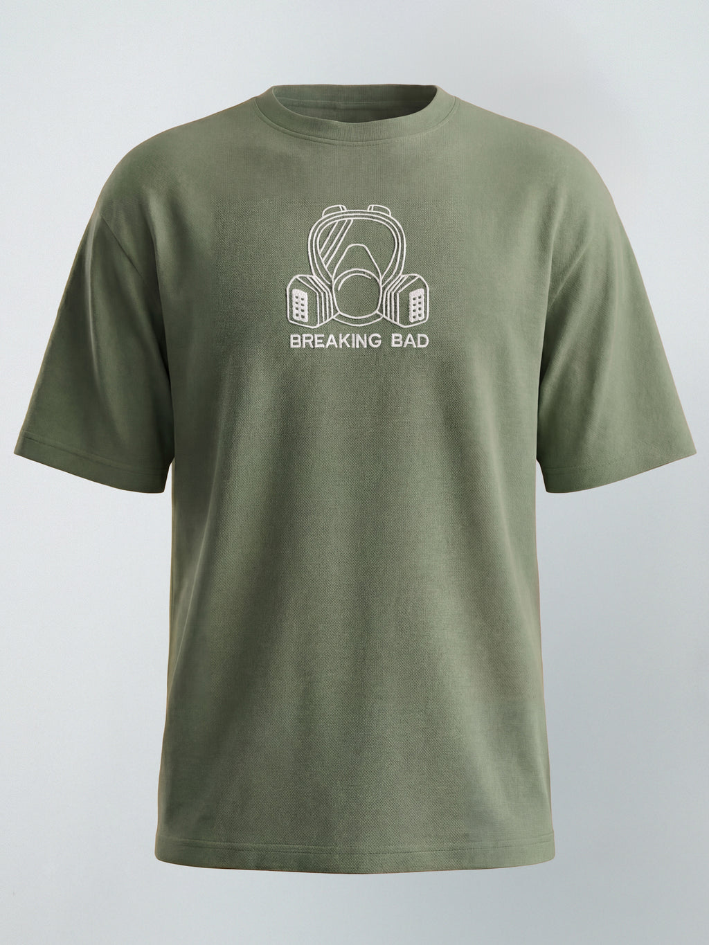 Highlander Men Olive Breaking Bad Embroidered Round Neck Oversized Fit T-Shirt - Olive - Image 8