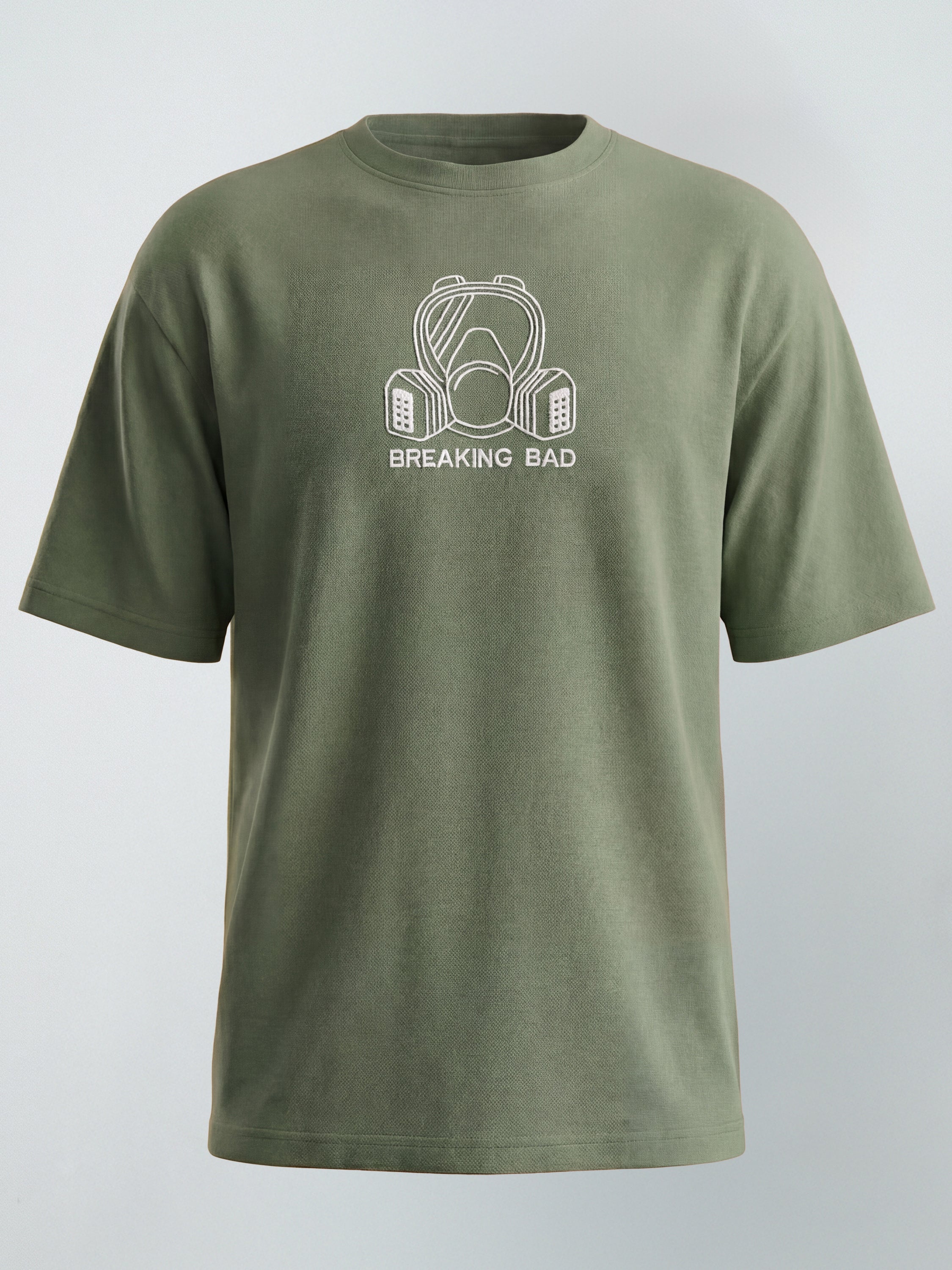 Highlander Men Olive Breaking Bad Embroidered Round Neck Oversized Fit T-Shirt - Olive - Image 8