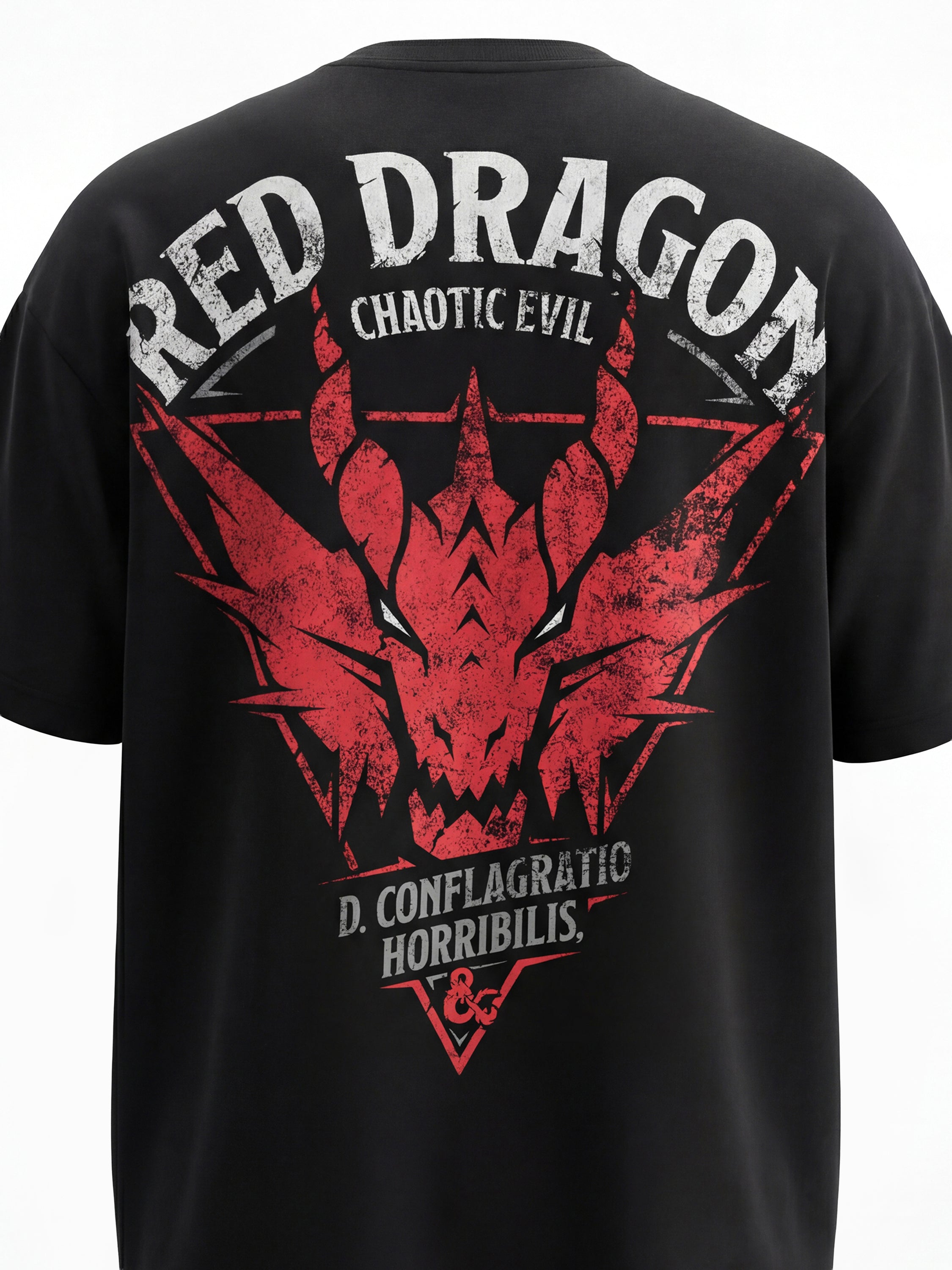 Highlander Men Black Dungeons & Dragons Printed Round Neck Oversized Fit T-Shirt - Black - Image 1