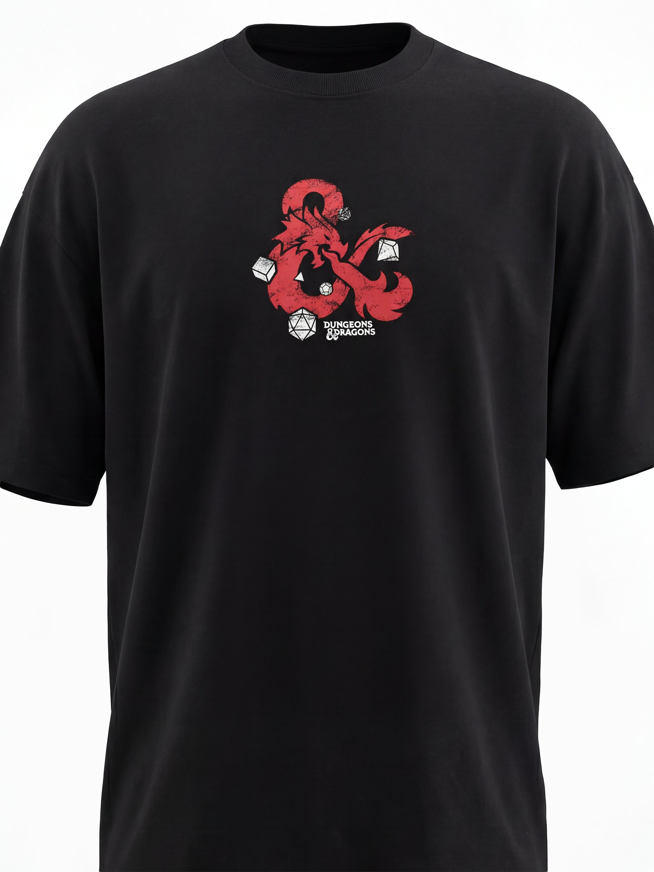 Highlander Men Black Dungeons & Dragons Printed Round Neck Oversized Fit T-Shirt - Black - Image 2