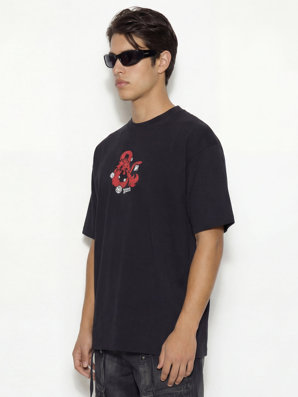 Highlander Men Black Dungeons & Dragons Printed Round Neck Oversized Fit T-Shirt - Black - Image 6