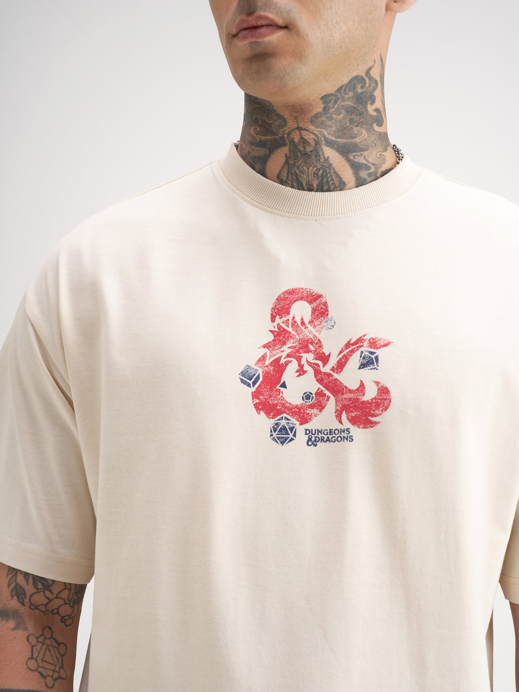 Highlander Men Beige Dungeons & Dragons Printed Round Neck Oversized Fit T-Shirt - Beige - Image 7