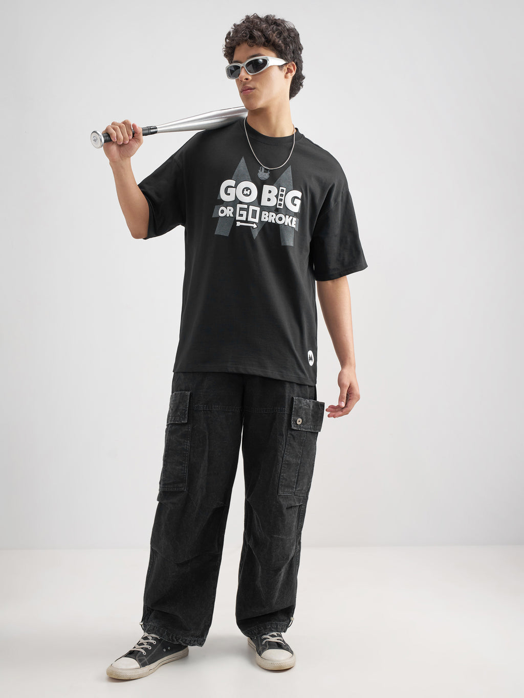Highlander Men Black Monopoly Printed Round Neck Oversized Fit T-Shirt - Black - Image 2