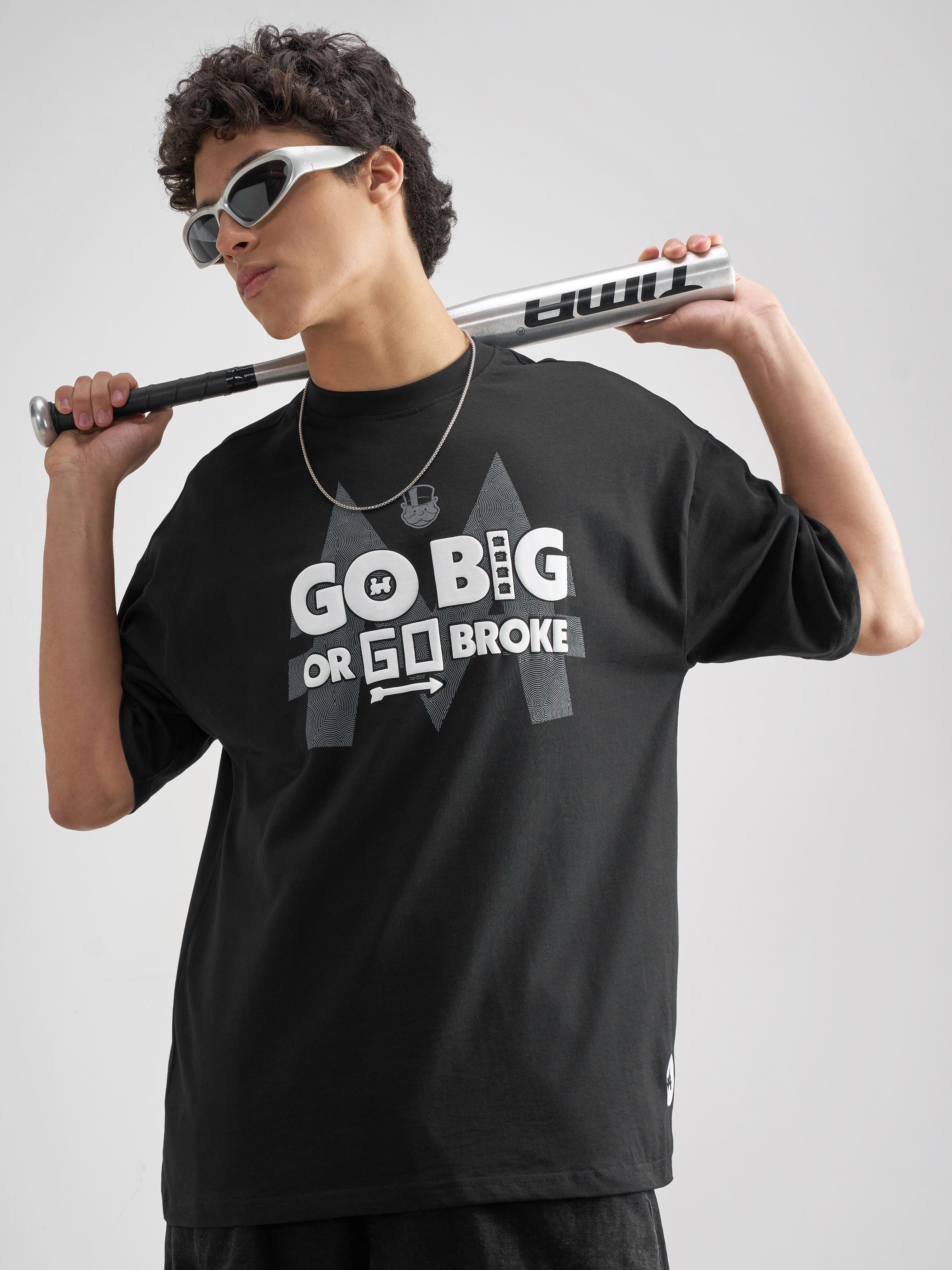 Highlander Men Black Monopoly Printed Round Neck Oversized Fit T-Shirt - Black - Image 3