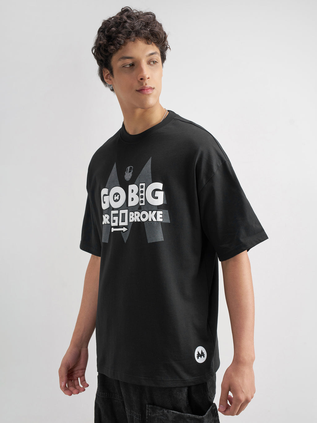 Highlander Men Black Monopoly Printed Round Neck Oversized Fit T-Shirt - Black - Image 4