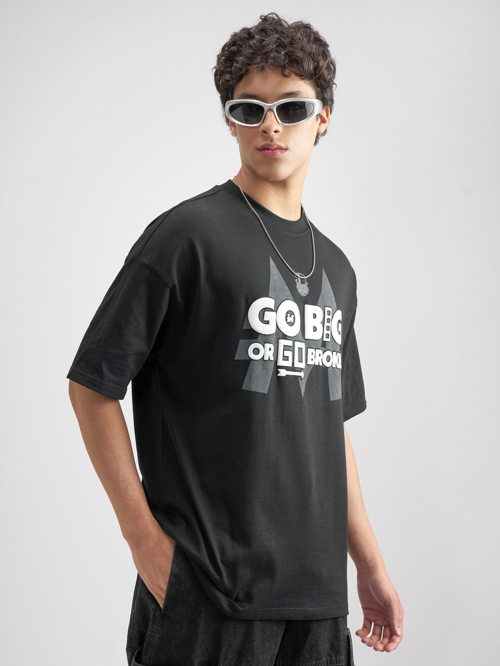 Highlander Men Black Monopoly Printed Round Neck Oversized Fit T-Shirt - Black - Image 6