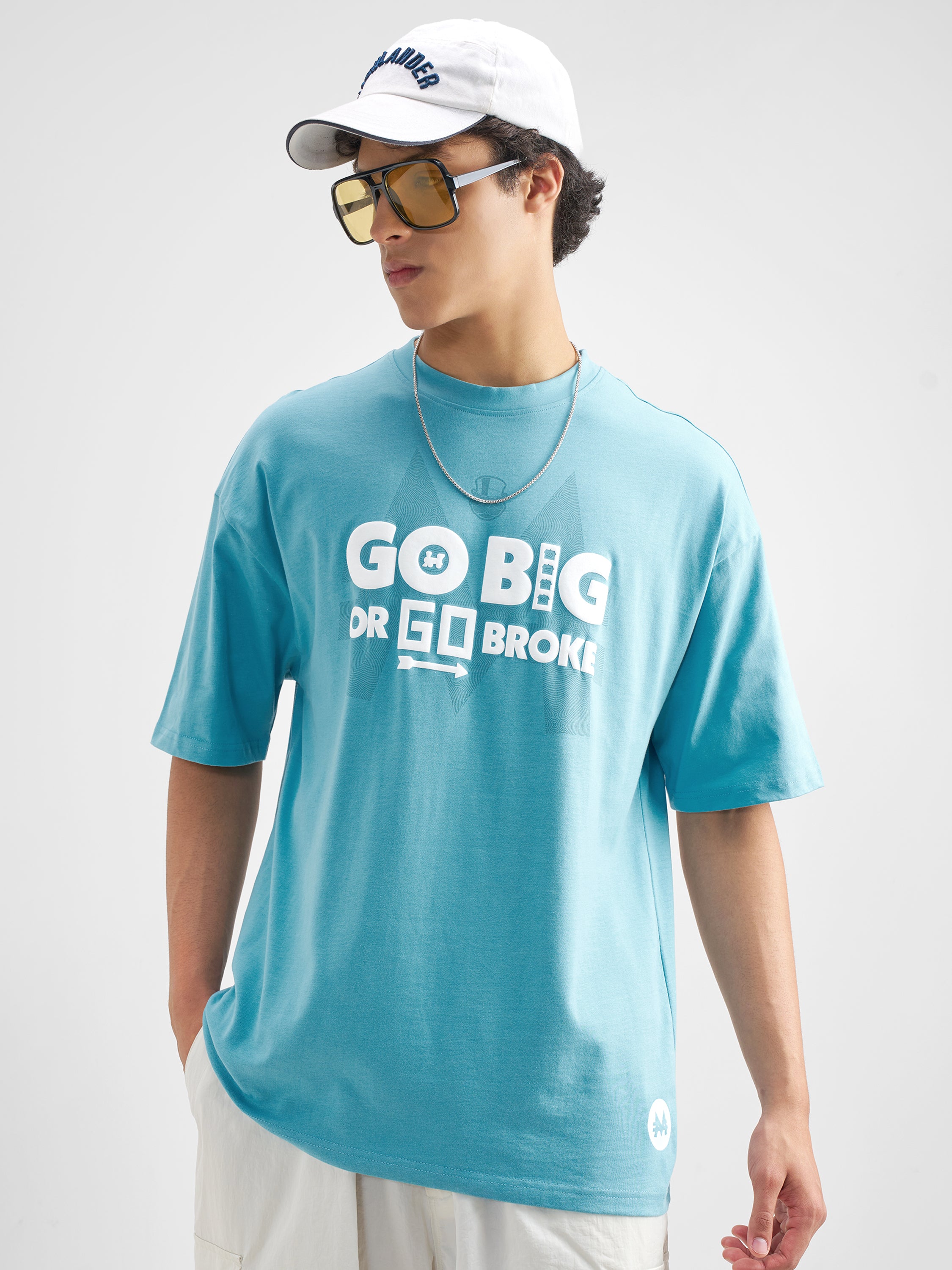 Highlander Men Blue Monopoly Printed Round Neck Oversized Fit T-Shirt - Blue - Image 3
