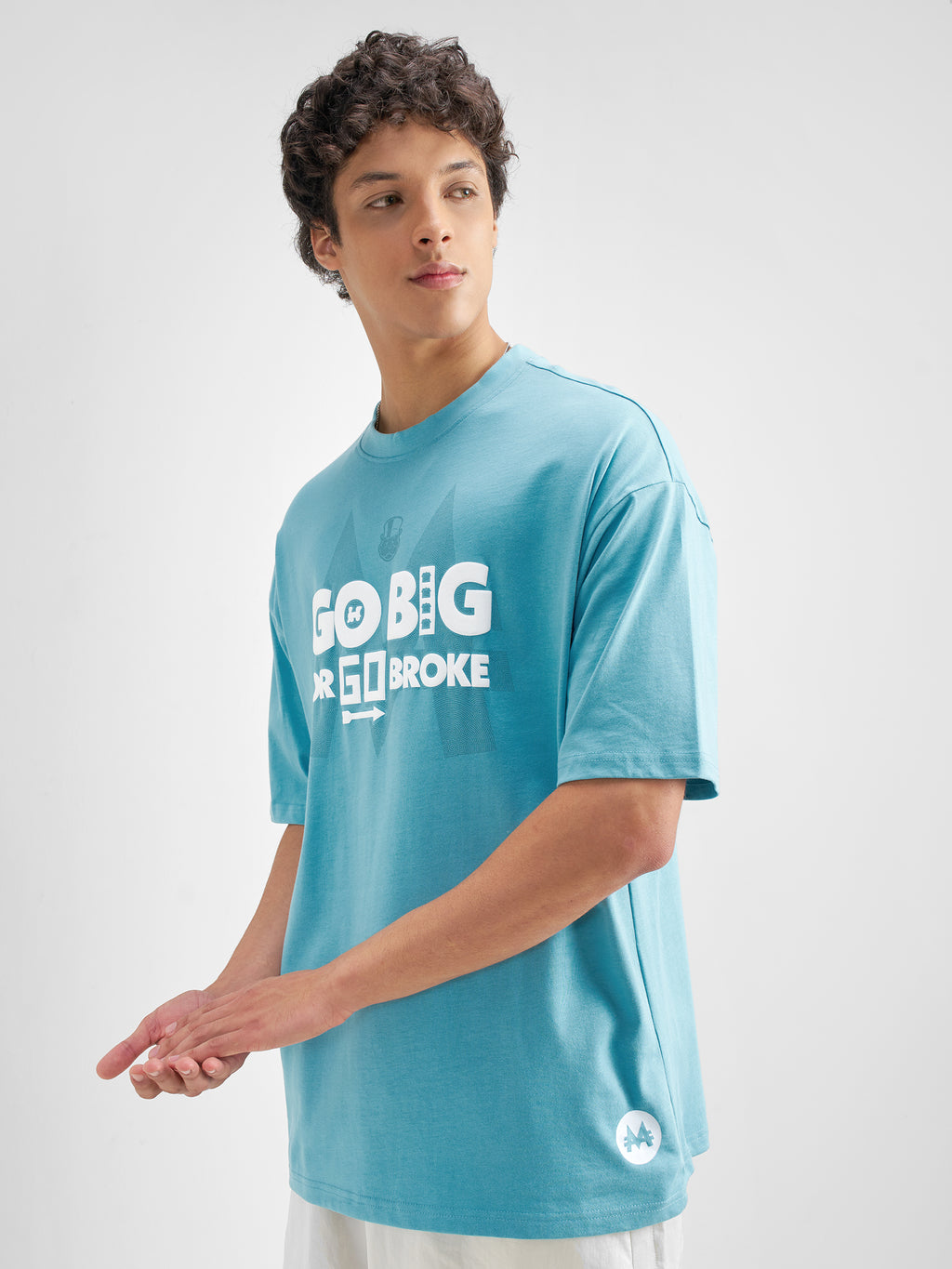 Highlander Men Blue Monopoly Printed Round Neck Oversized Fit T-Shirt - Blue - Image 4