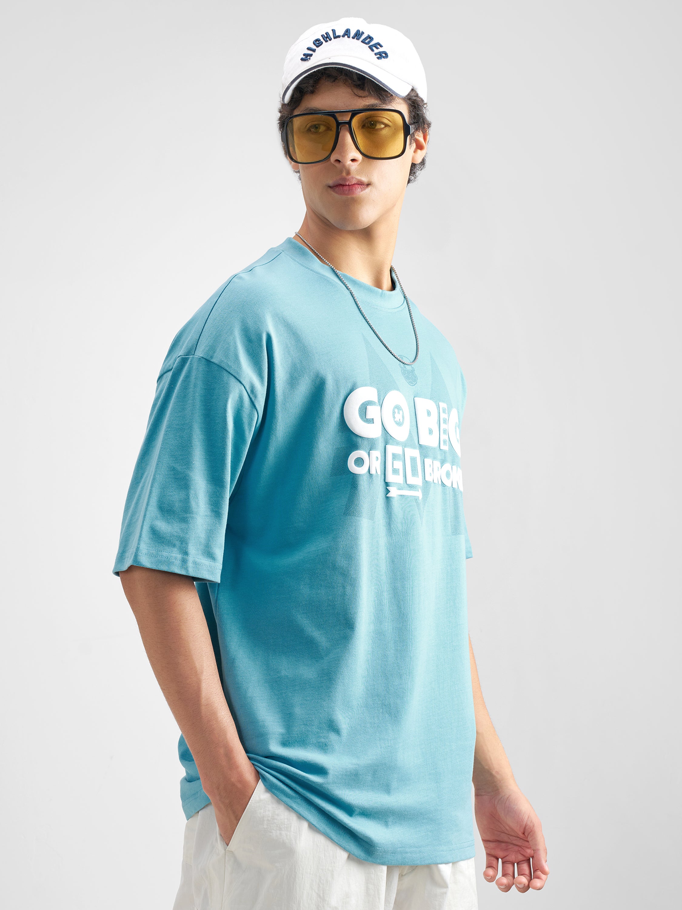 Highlander Men Blue Monopoly Printed Round Neck Oversized Fit T-Shirt - Blue - Image 6