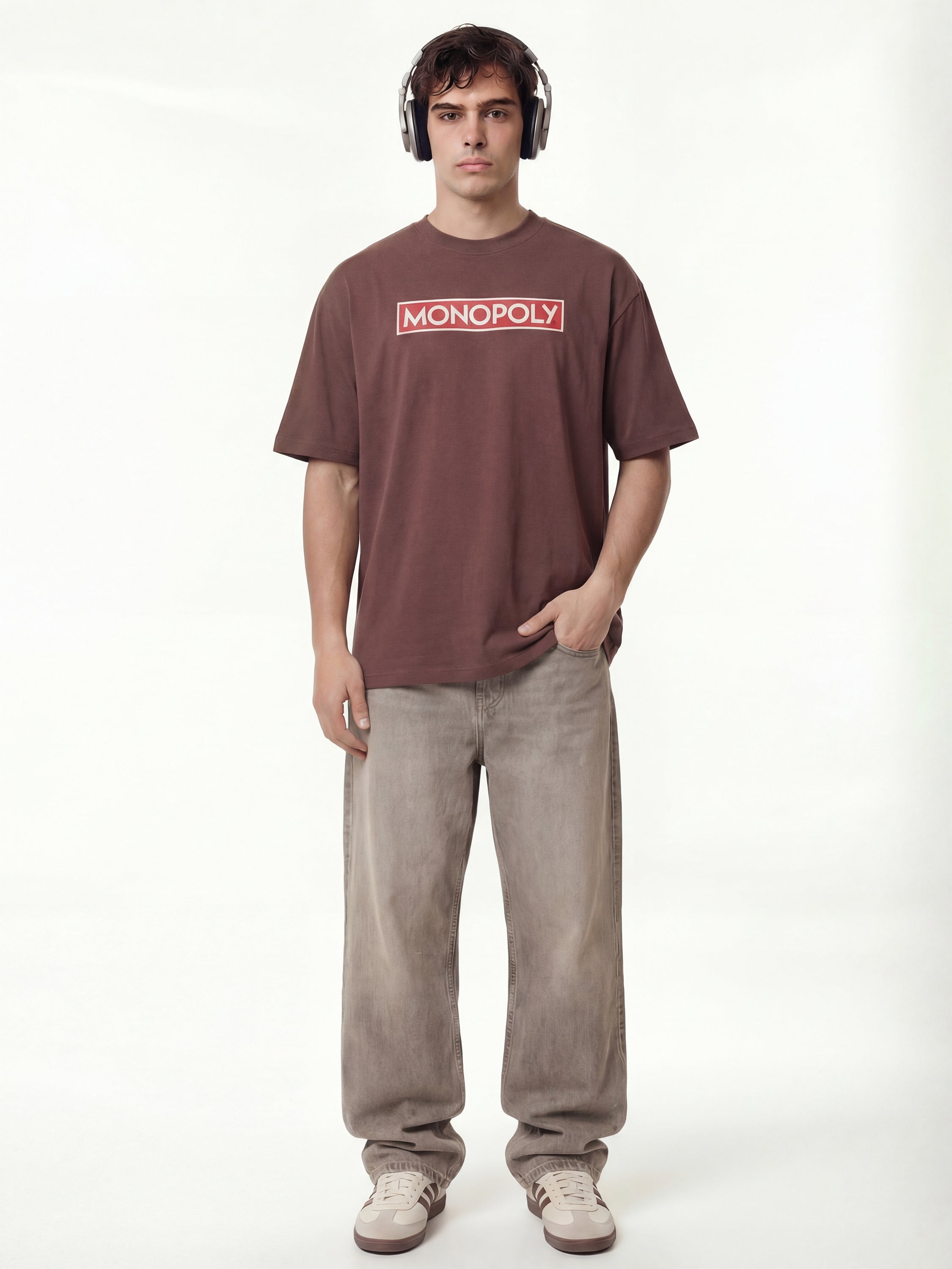 Highlander Men Brown Monopoly Printed Round Neck T-Shirt - Brown - Image 4