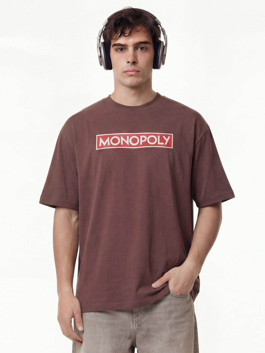 Highlander Men Brown Monopoly Printed Round Neck T-Shirt - Brown - Image 5
