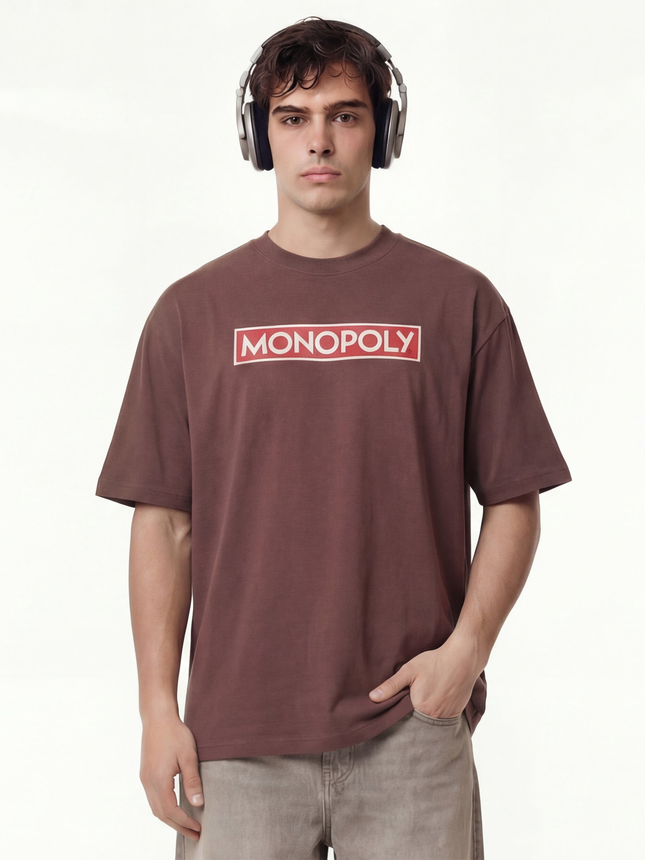 Highlander Men Brown Monopoly Printed Round Neck T-Shirt - Brown - Image 5