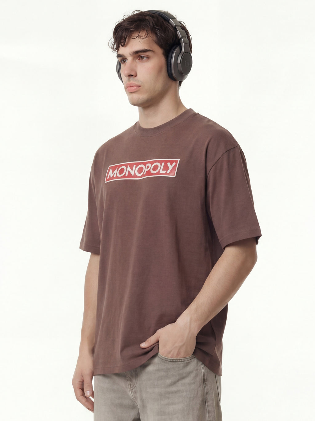 Highlander Men Brown Monopoly Printed Round Neck T-Shirt - Brown - Image 6