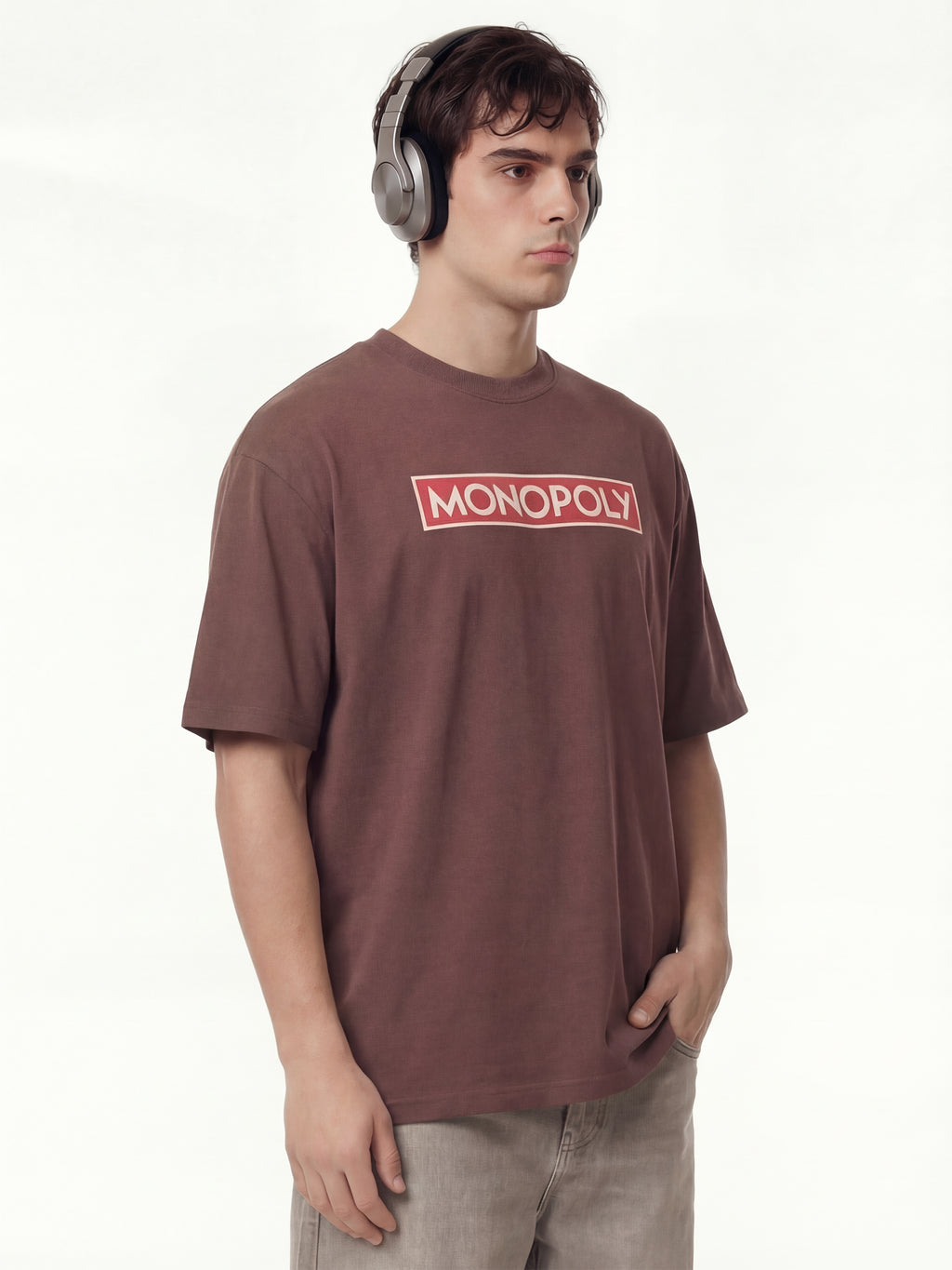 Highlander Men Brown Monopoly Printed Round Neck T-Shirt - Brown - Image 7