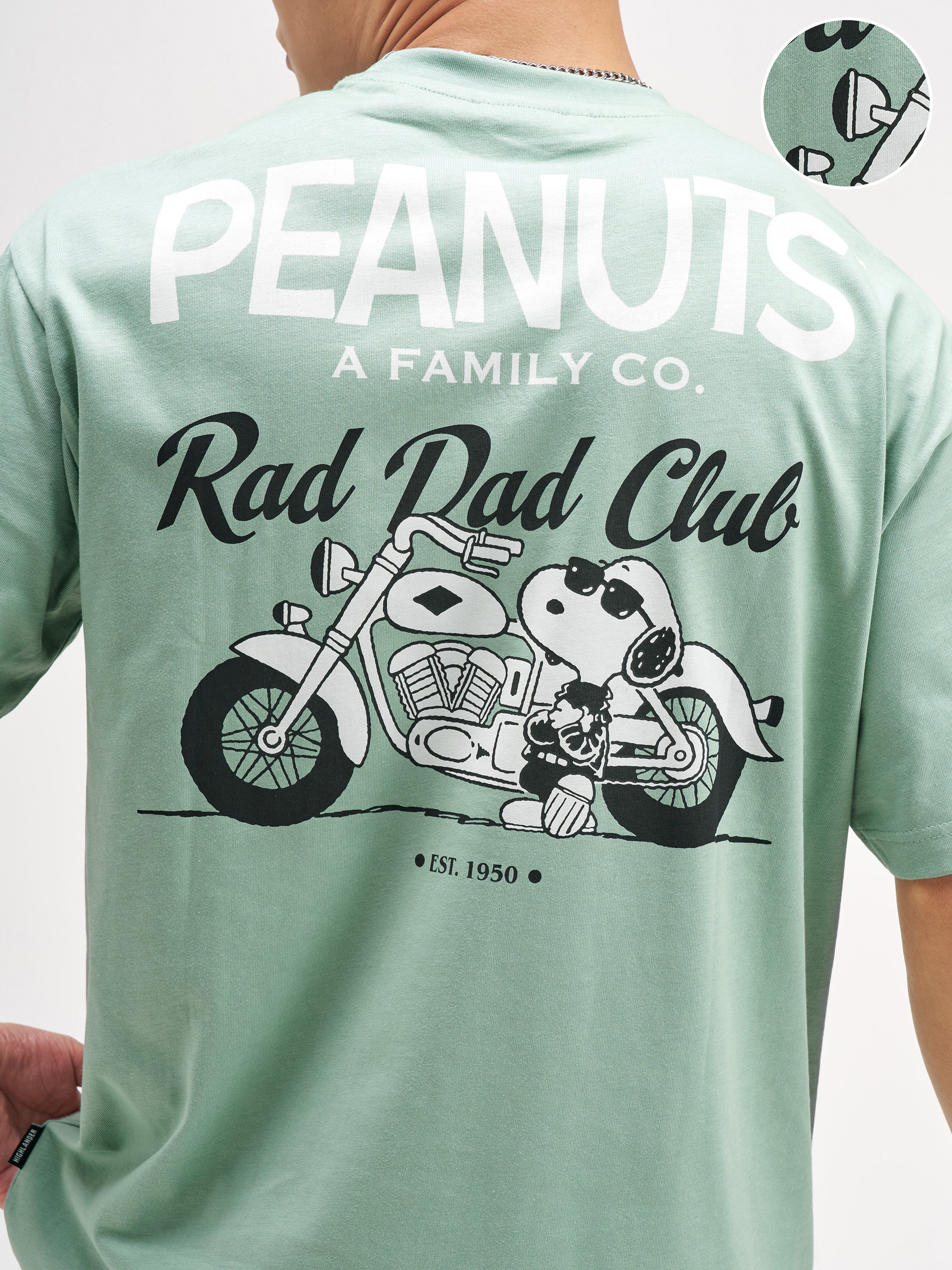 Highlander Men Olive Peanuts Printed Round Neck T-Shirt - Olive - Image 5