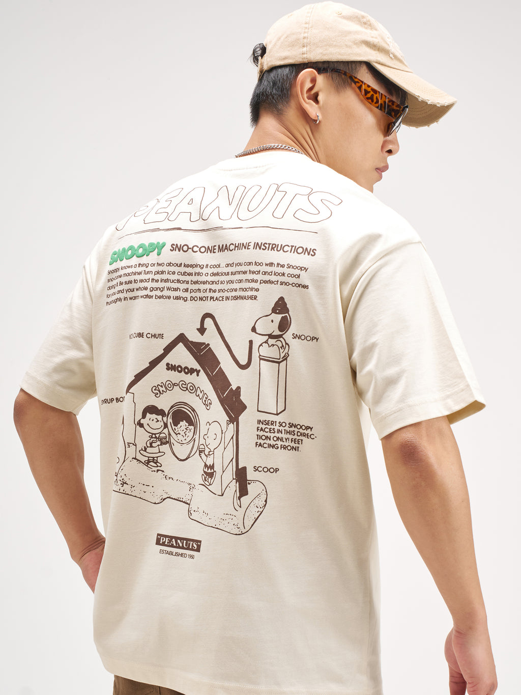 Highlander Men Beige Snoopy Peanuts Printed Round Neck T-Shirt - Beige - Image 1