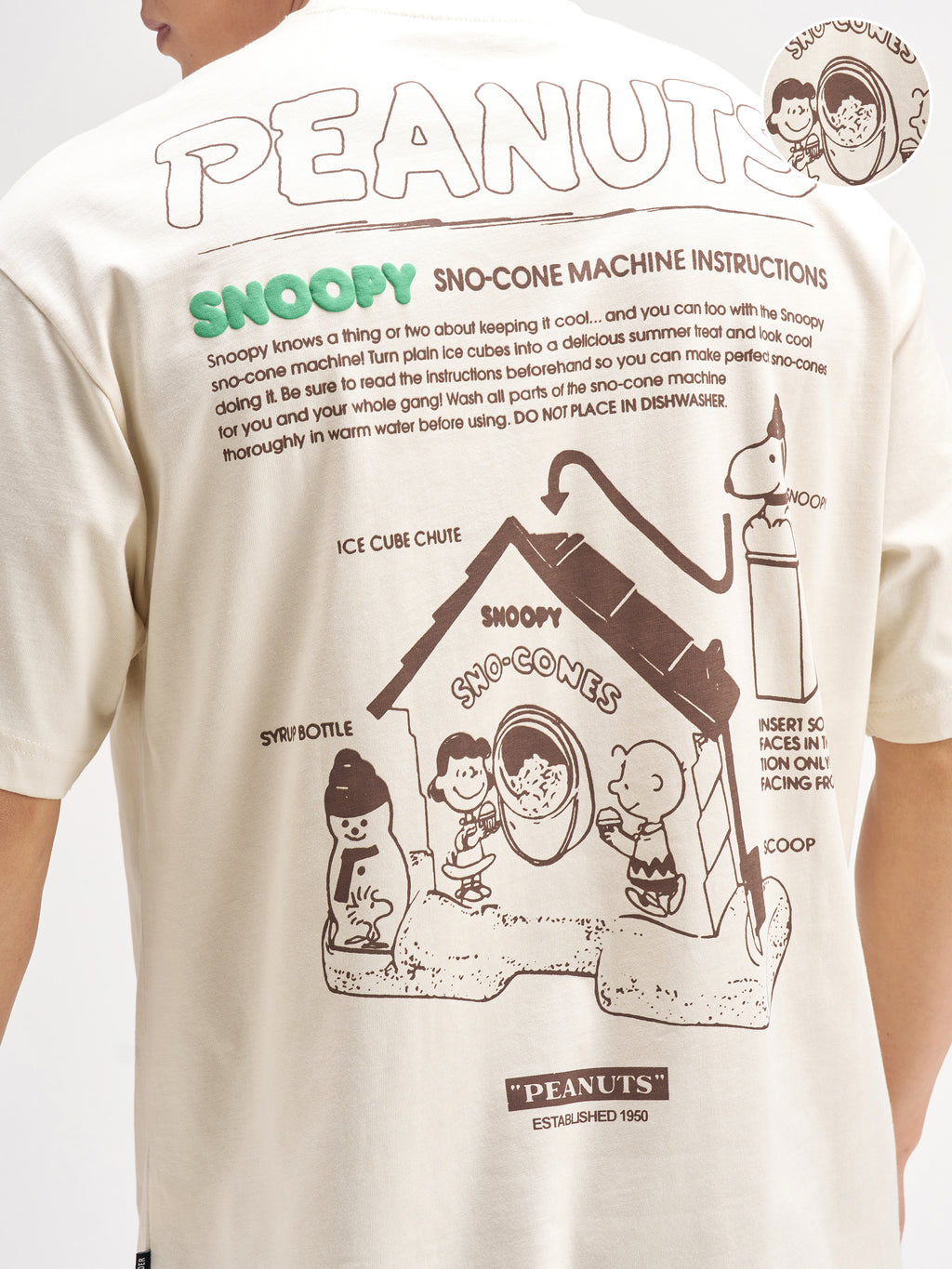 Highlander Men Beige Snoopy Peanuts Printed Round Neck T-Shirt - Beige - Image 5