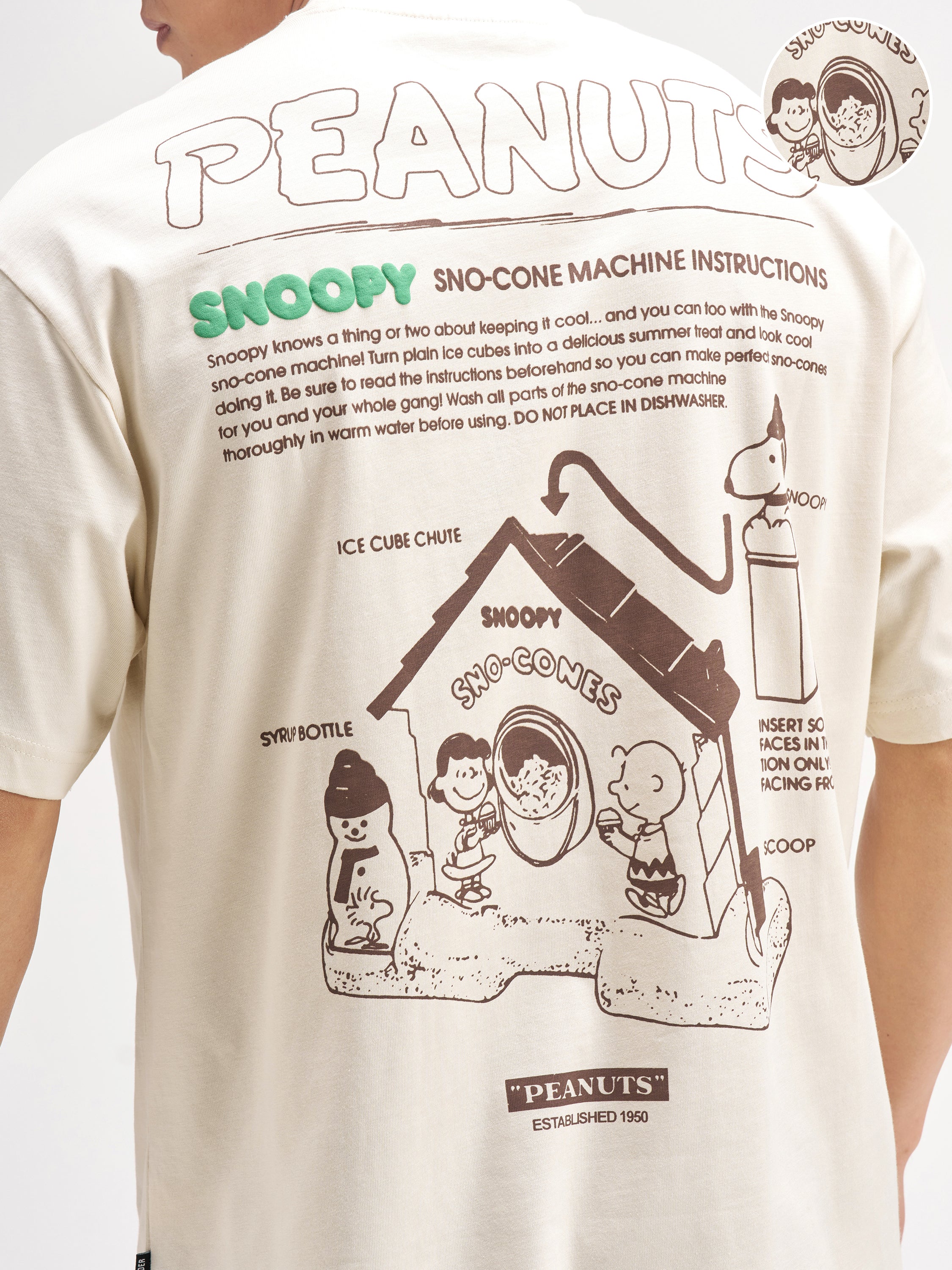 Highlander Men Beige Snoopy Peanuts Printed Round Neck T-Shirt - Beige - Image 5