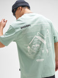 Highlander Men Green Snoopy Peanuts Printed Round Neck T-Shirt - Green - Image 1