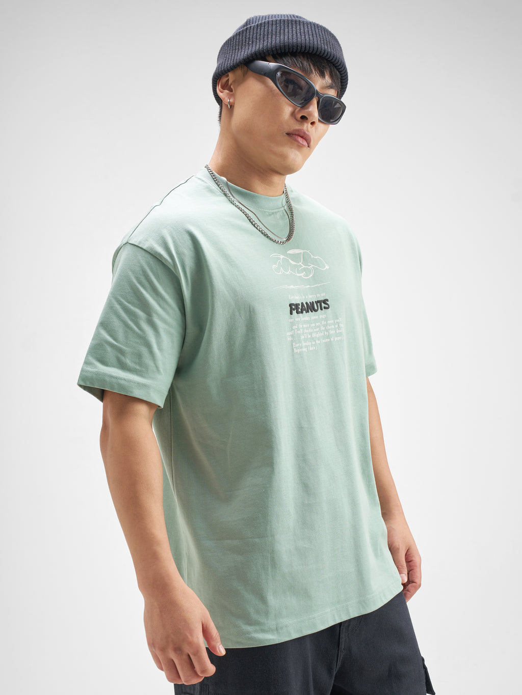 Highlander Men Green Snoopy Peanuts Printed Round Neck T-Shirt - Green - Image 6