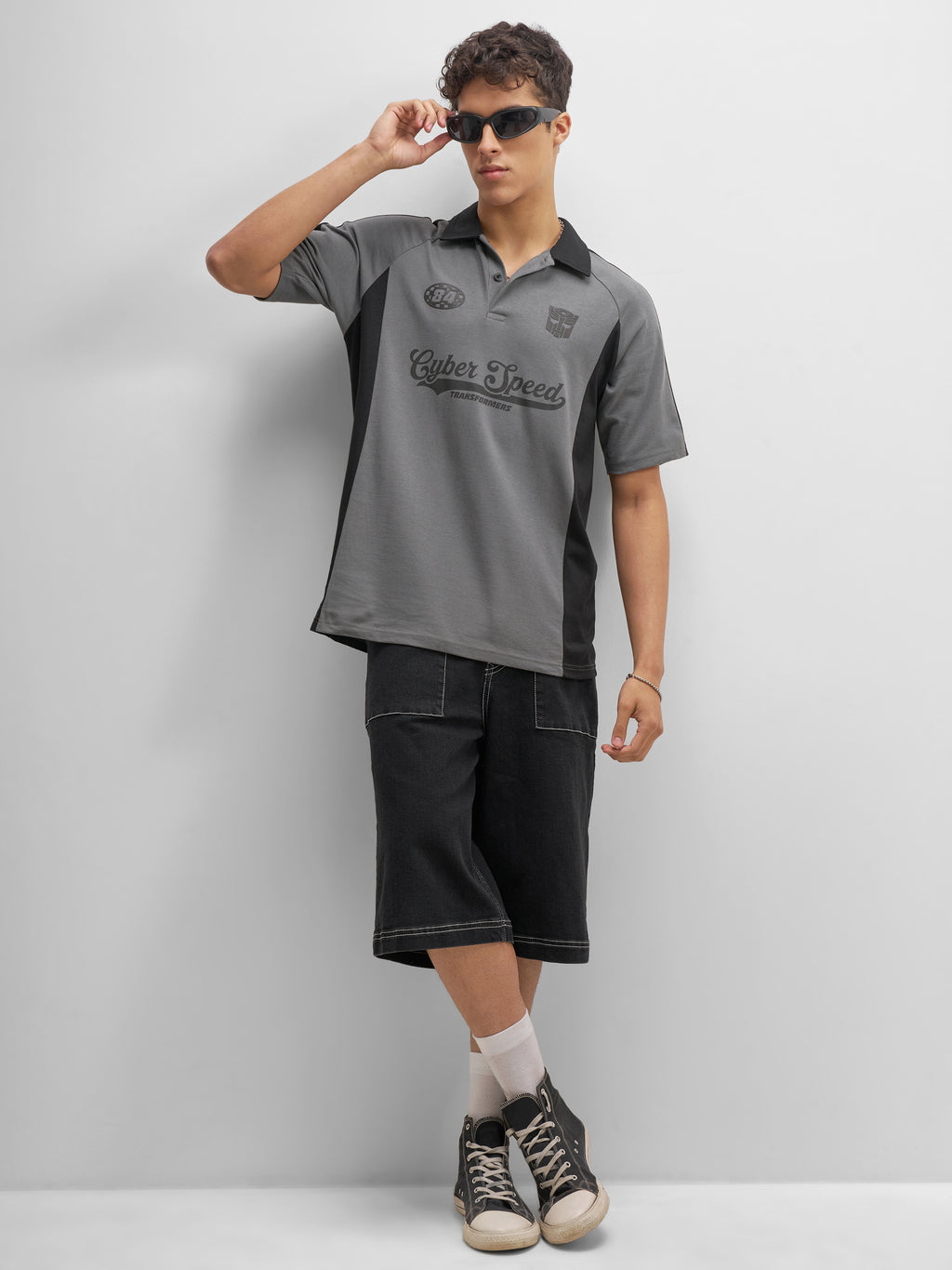 Highlander Men Grey Transformers Printed Polo Collar T-Shirt - Grey - Image 2
