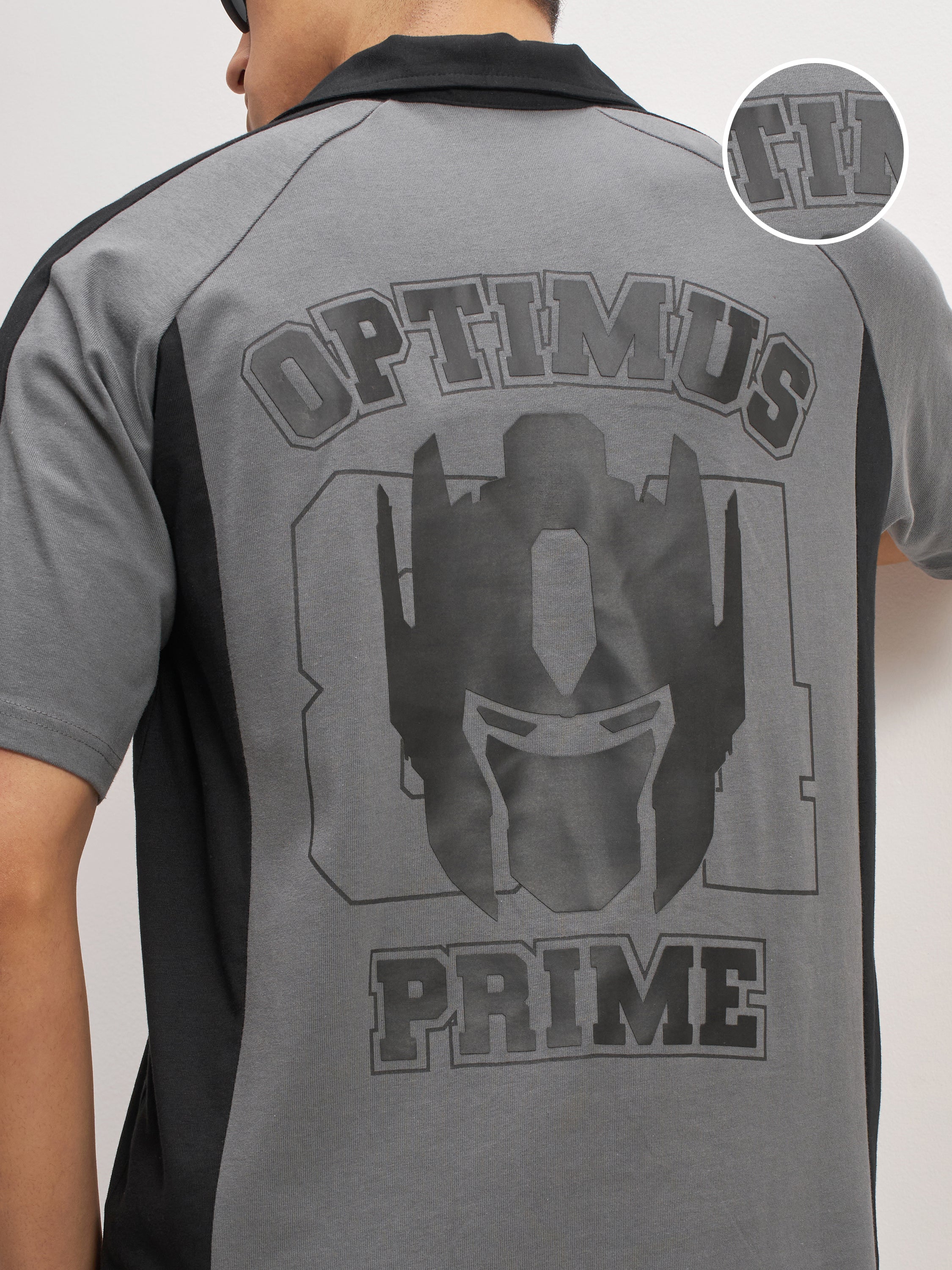 Highlander Men Grey Transformers Printed Polo Collar T-Shirt - Grey - Image 5
