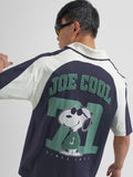 Highlander Men Navy Blue Peanuts Embroiderd Polo Collar T-Shirt