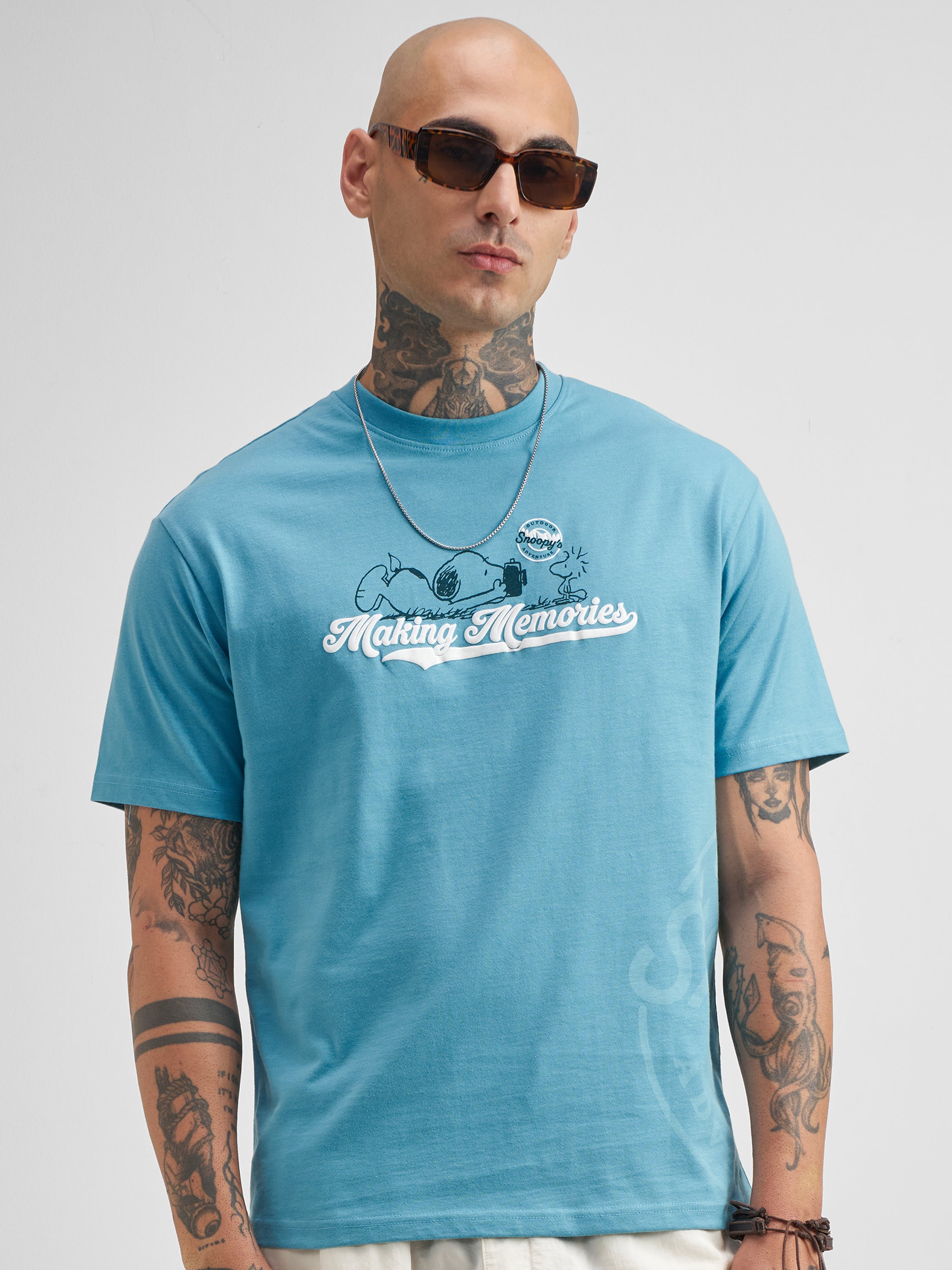 Highlander Men Blue Peanuts Printed Round Neck T-Shirt - Blue - Image 3