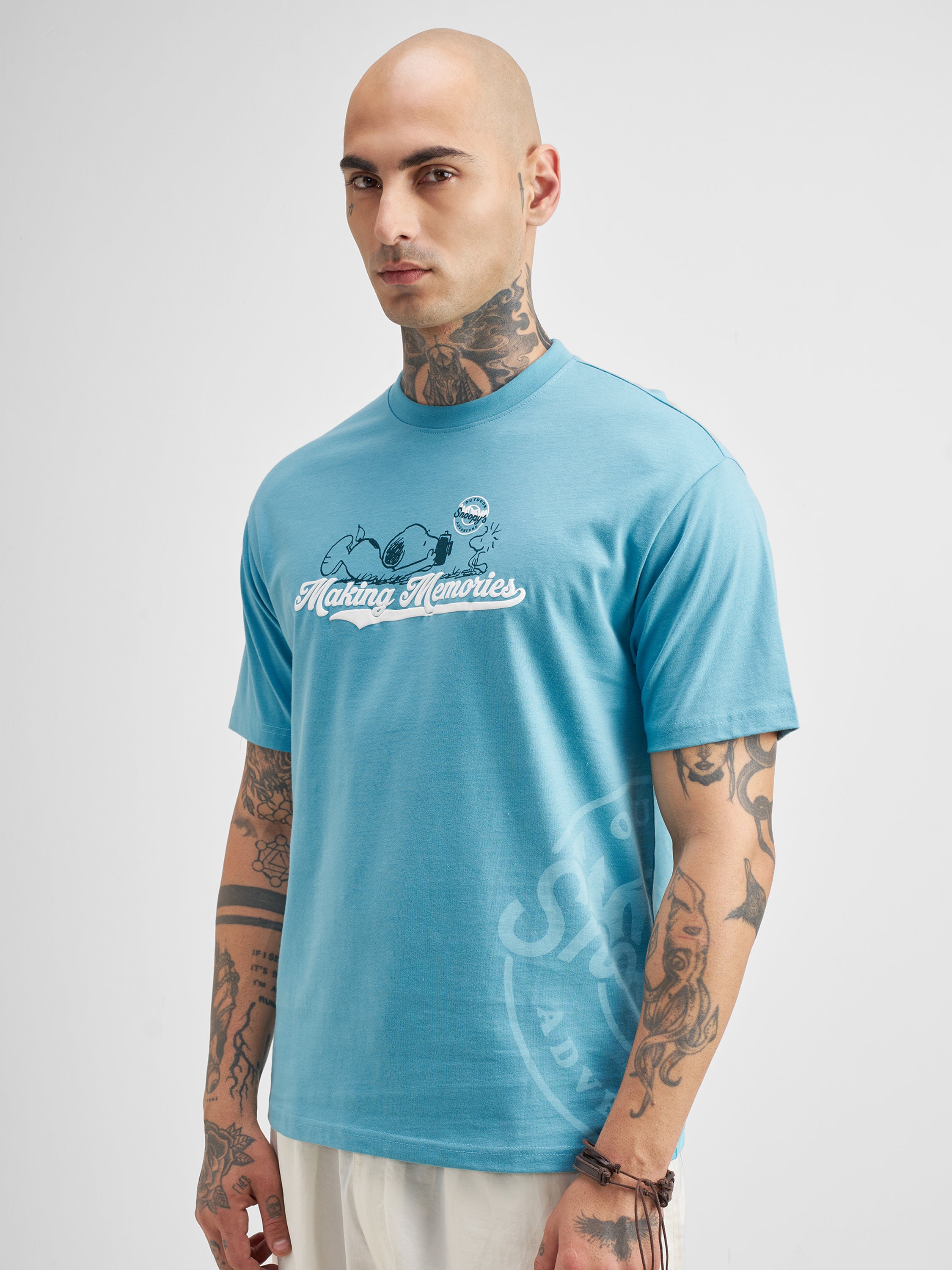 Highlander Men Blue Peanuts Printed Round Neck T-Shirt - Blue - Image 4