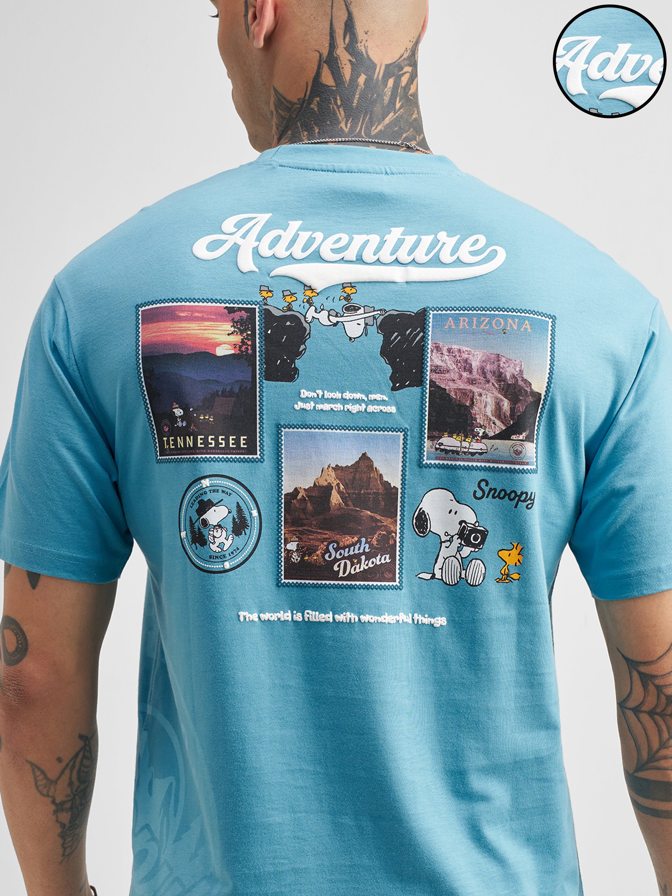 Highlander Men Blue Peanuts Printed Round Neck T-Shirt - Blue - Image 5